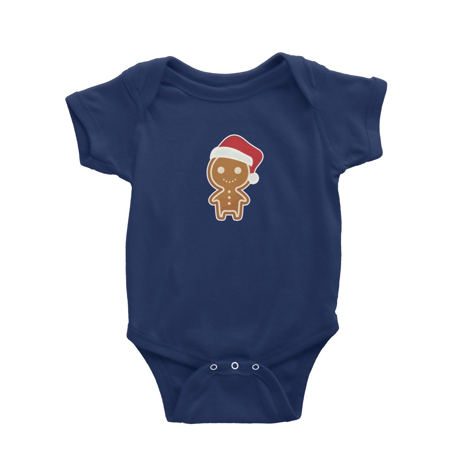 Cute Gingerbread Man with Santa Hat Baby Romper Christmas Matching Family Funny
