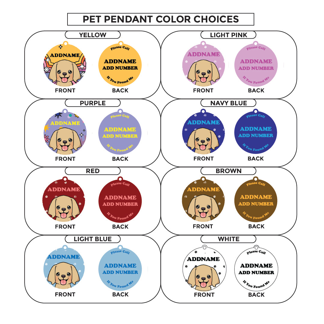 Paw Print Series - Golden Retriever Medium Dog Pet Pendant with Collar