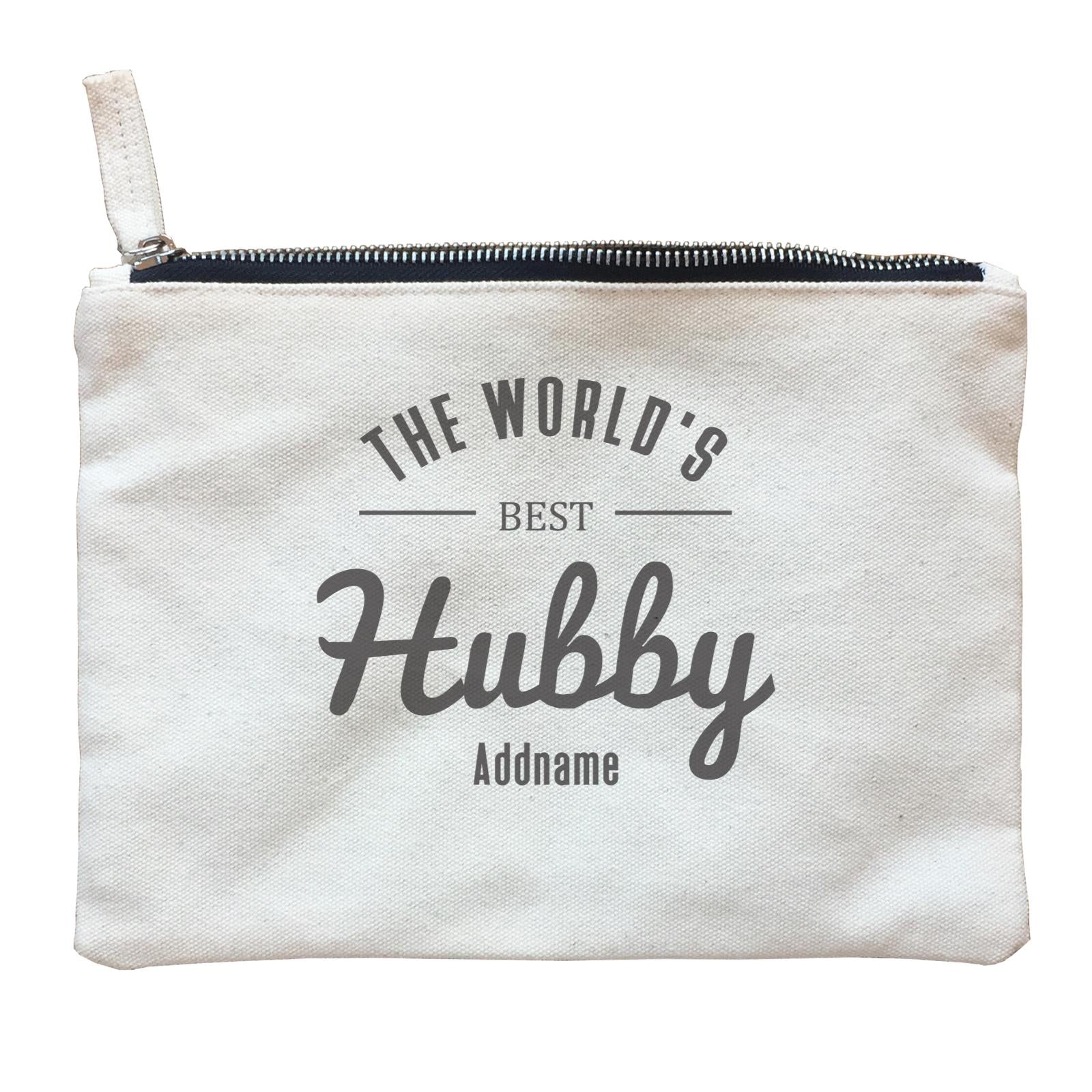 Husband and Wife The World's Best Hubby Addname Zipper Pouch