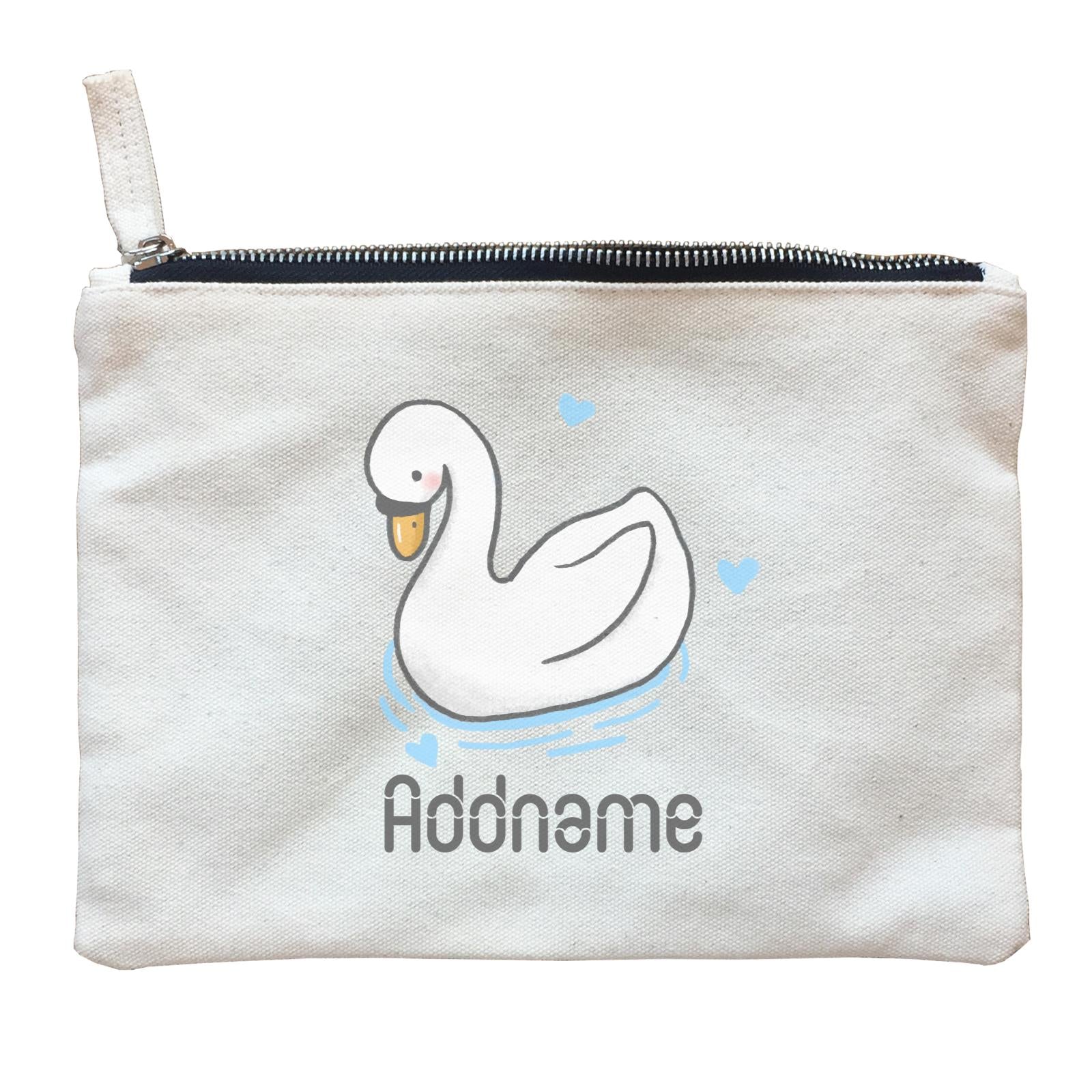 Cute Hand Drawn Style Swan Addname Zipper Pouch