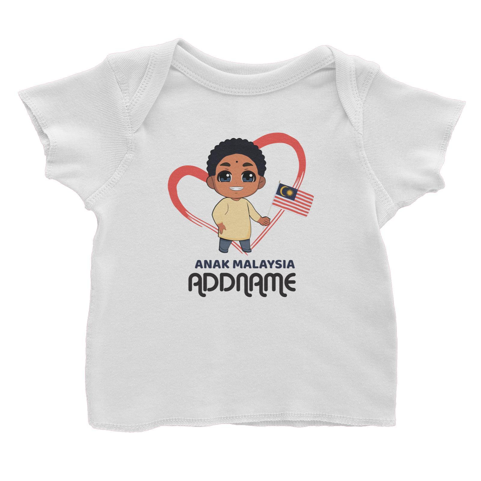 Merdeka Series Anak Malaysia Love Indian Boy Addname Baby T-Shirt