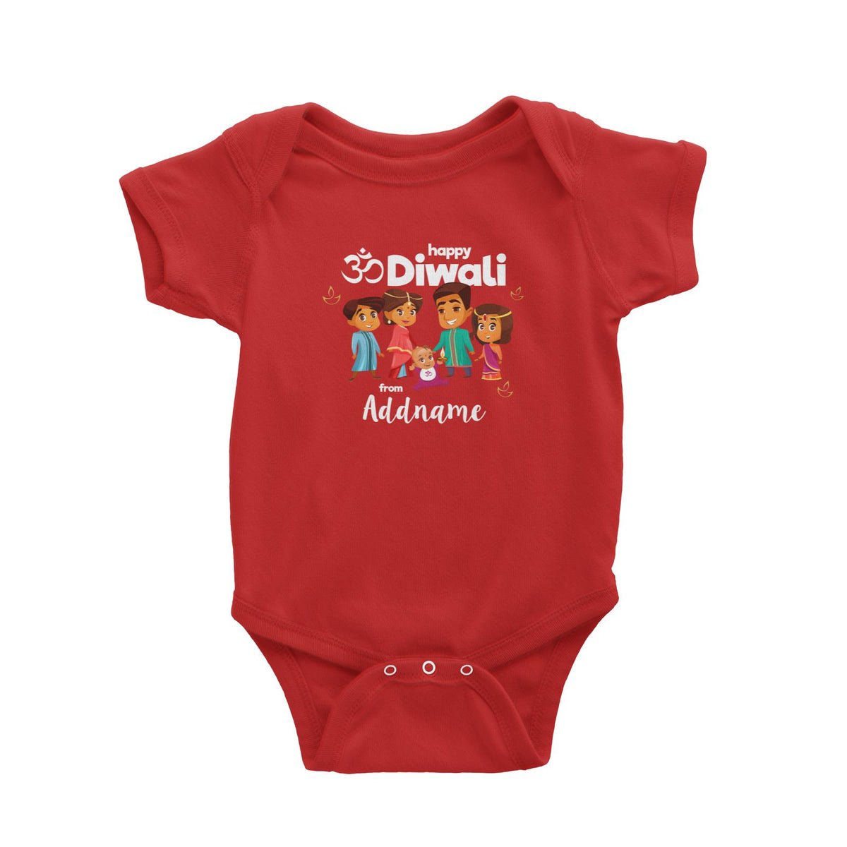 Cute Family Of Five OM Happy Diwali From Addname Baby Romper