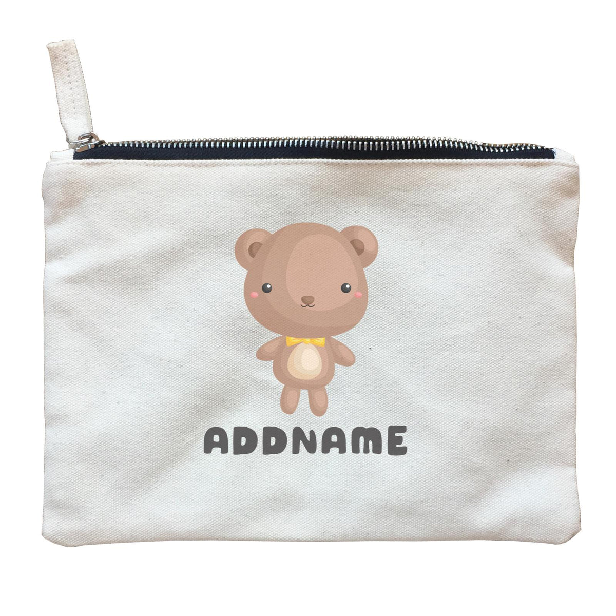 Birthday Friendly Animals Happy Bear Addname Zipper Pouch