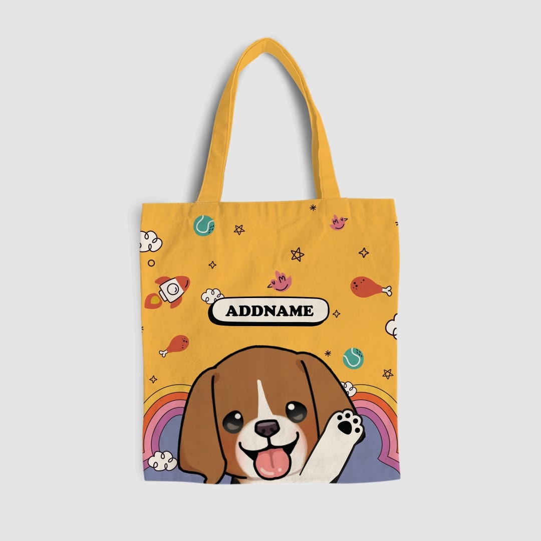 Paw Print Series Full Print Tote Bag - Beagle