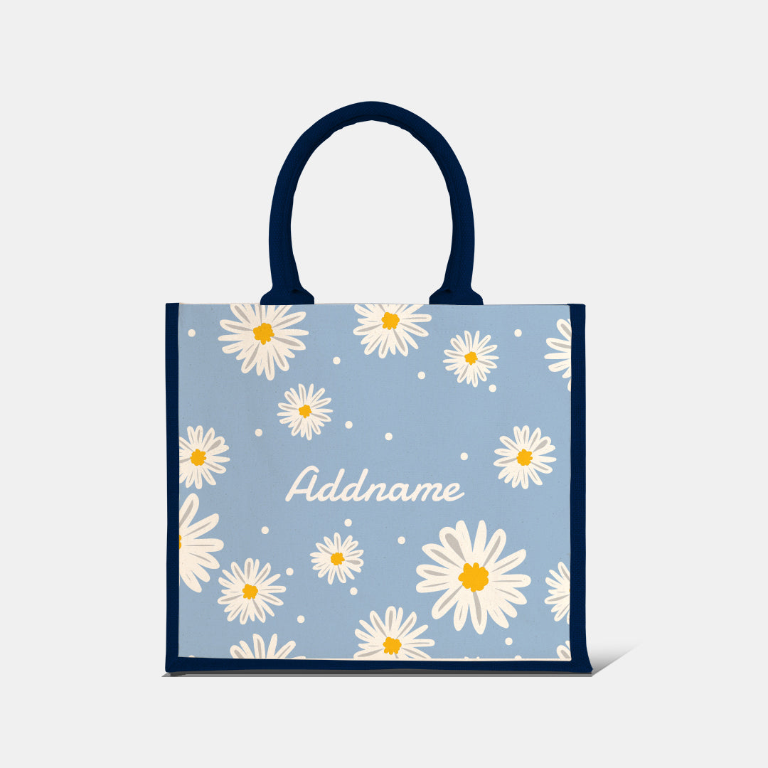 Daisy Series Half Lining Jute Bag - Frost Navy