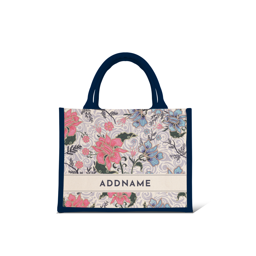 Modern Mahsuri Series - Legend Blue Half Lining Small Jute Bag