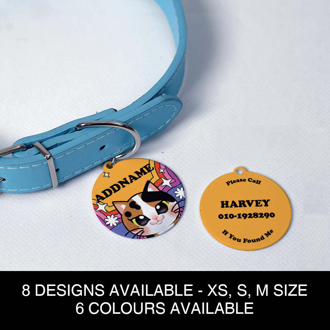 Paw Print Series - Calico Cat Pet Pendant with Collar