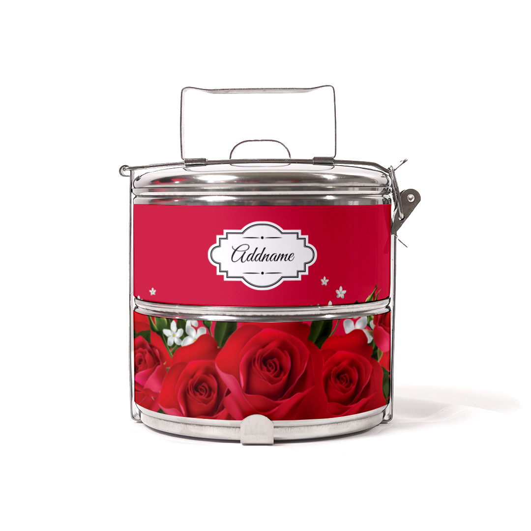 Full Red Rose Two Tier  Tiffin Carrier