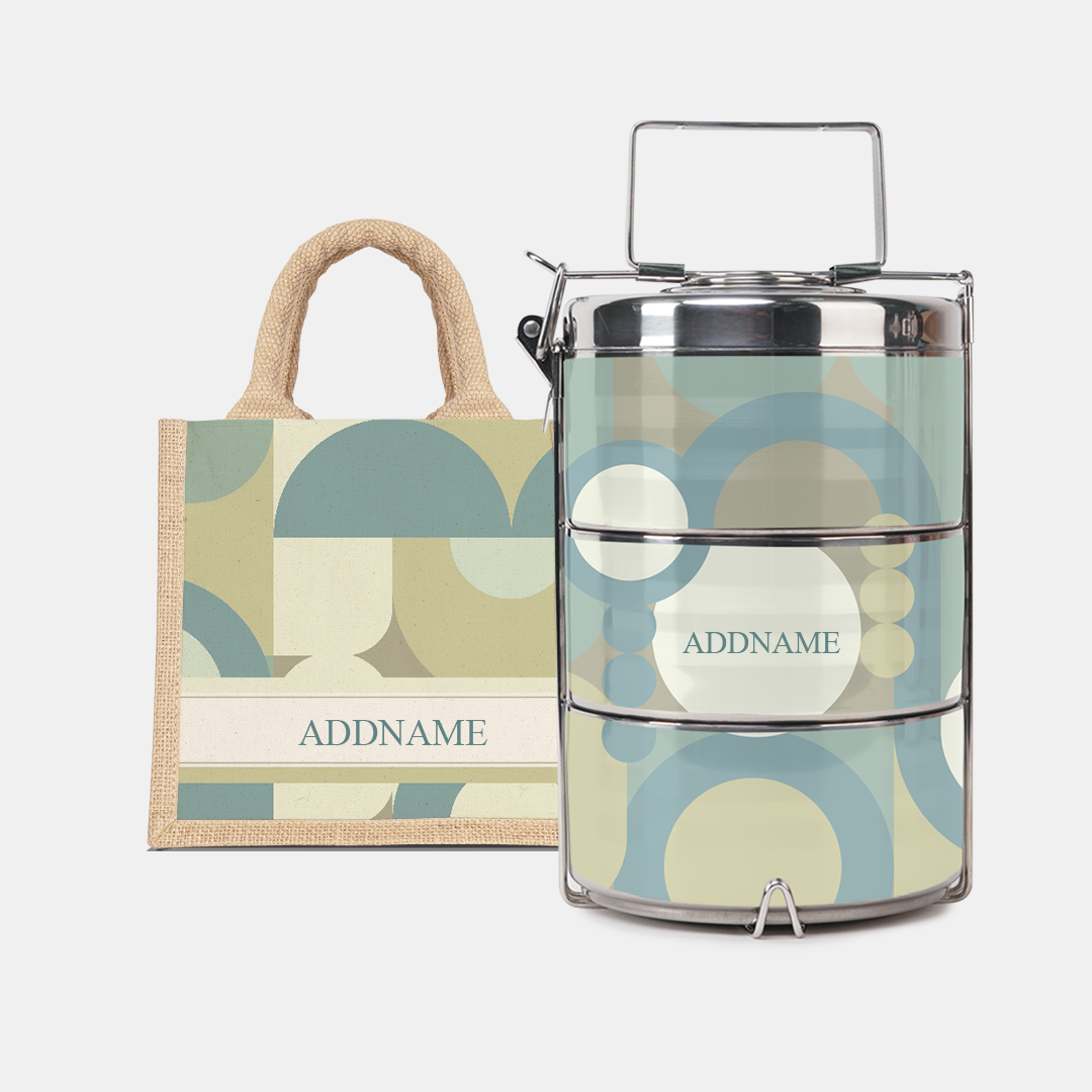 Ryn Series - Pandan - Lunch Tote Bag with Three-Tier Tiffin Carrier