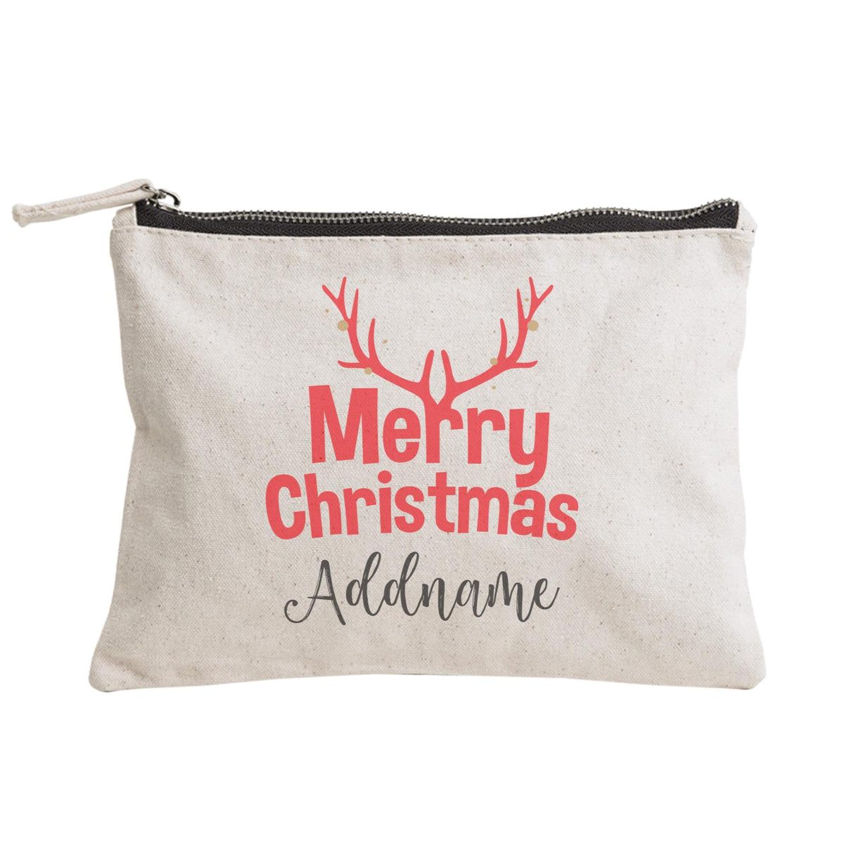 Christmas Series Antler Merry Christmas Zipper Pouch