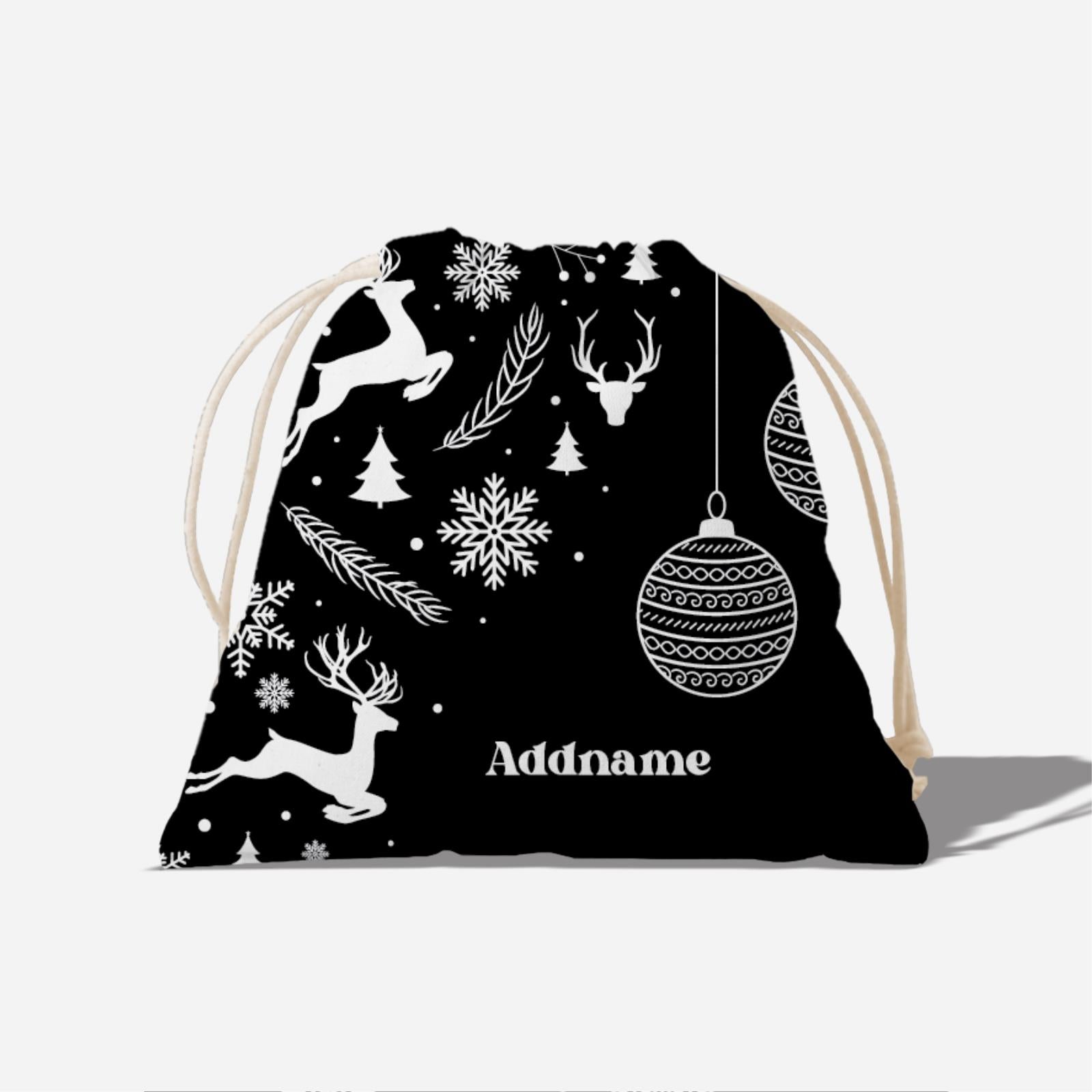 Christmas Series Full Print Satchel - Jubilant Reindeers Black