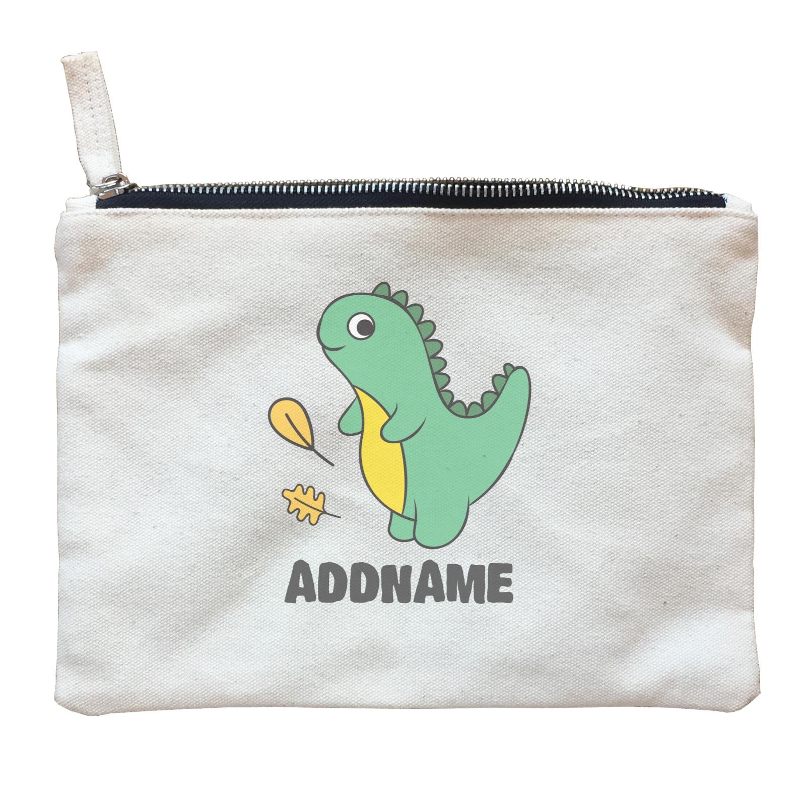 Super Cute Dinosaur With Yellow Leaves Zipper Pouch
