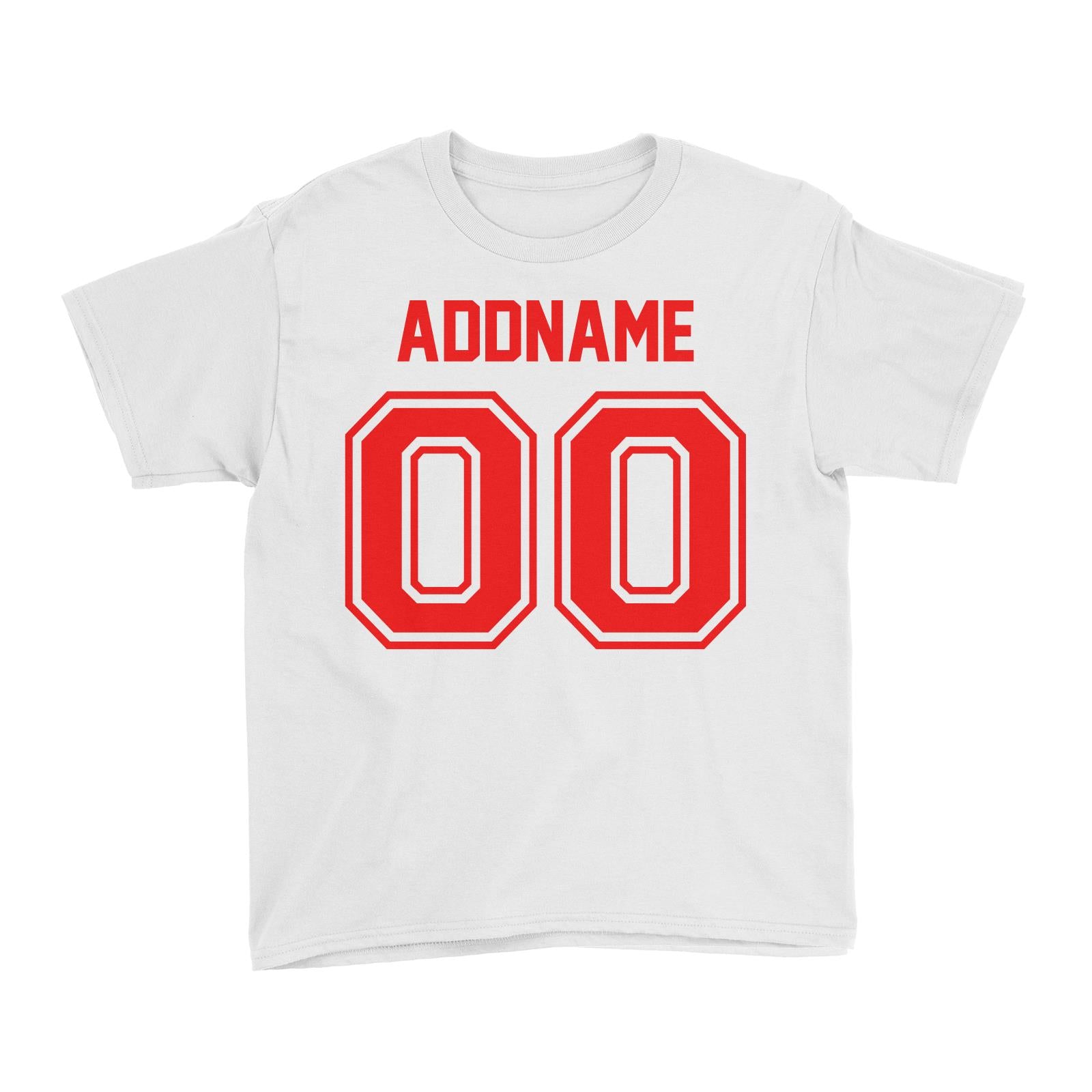 Jersey Red Font With Name and Number Kid's T-Shirt