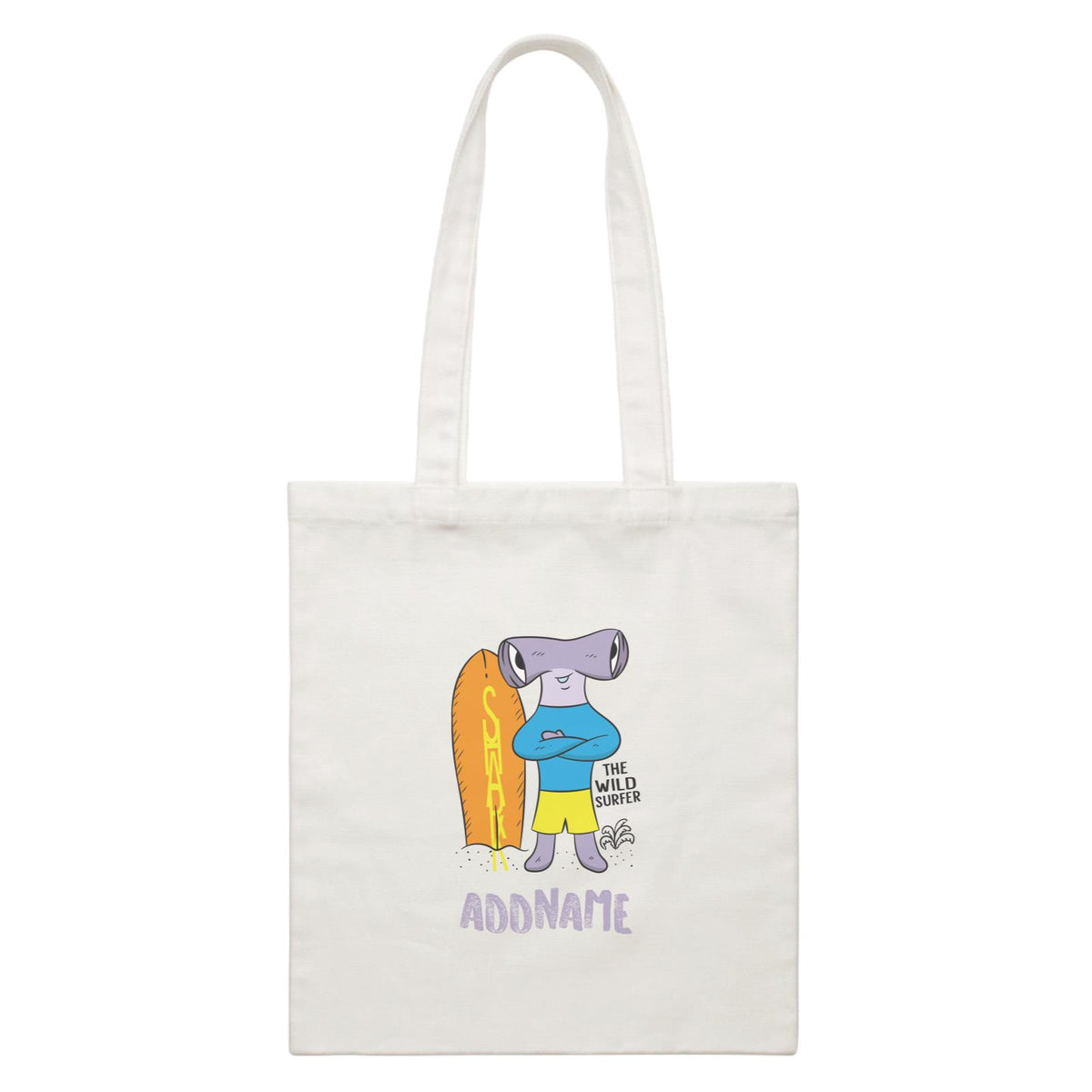 Cool Cute Sea Animals The Wild Surfer Addname White Canvas Bag