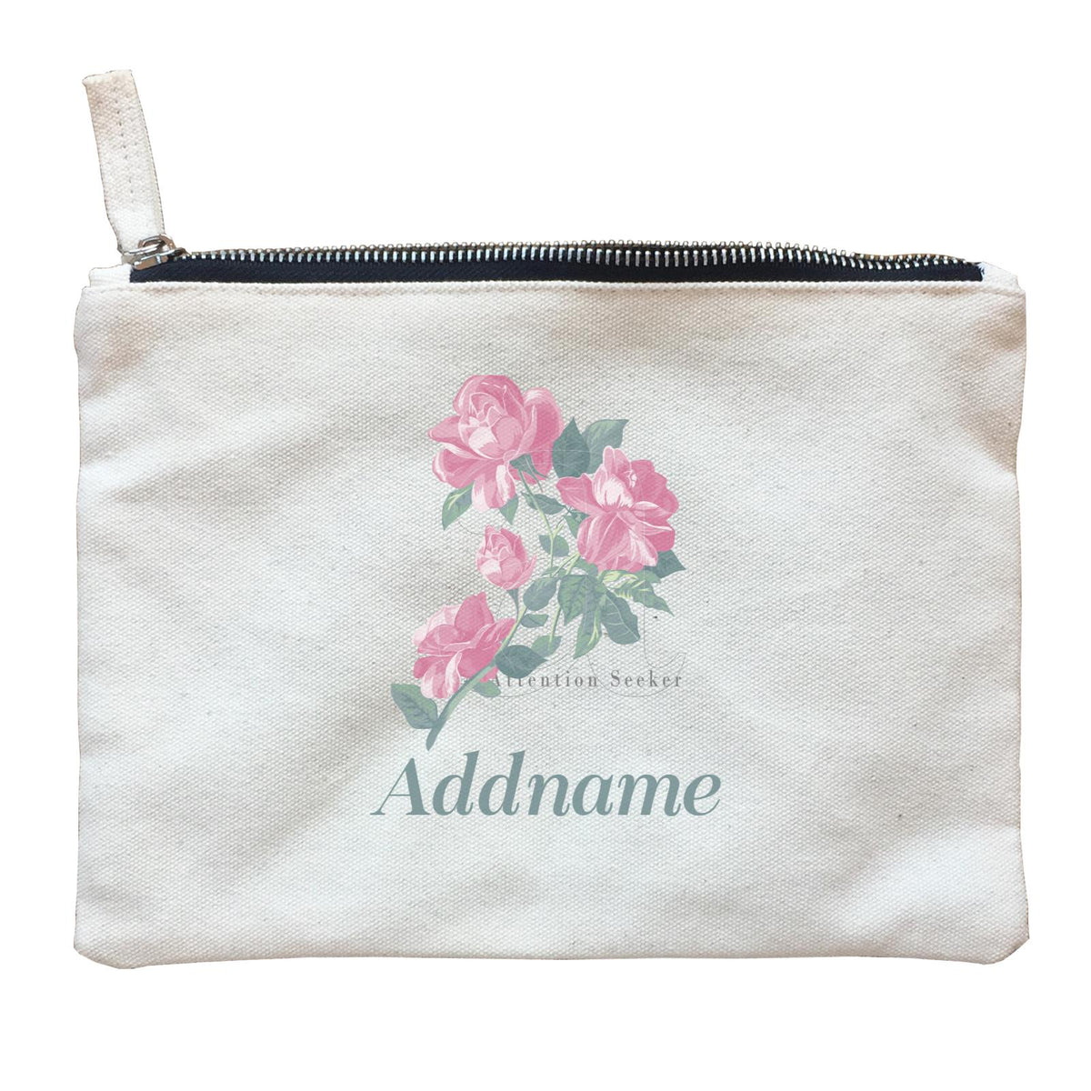 Cool Chic Flowers Pink Roses Attention Seekers With Addname Zipper Pouch