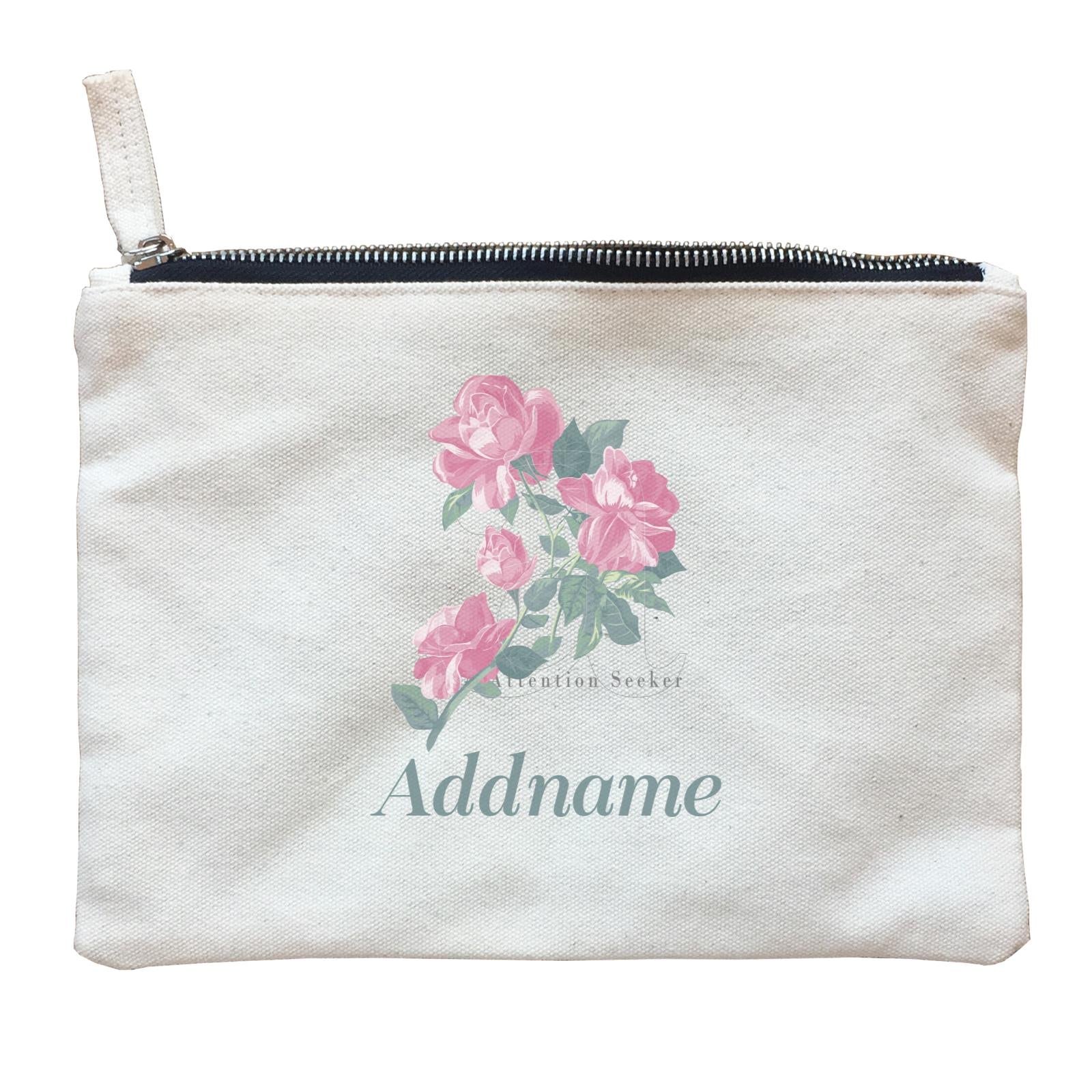Cool Chic Flowers Pink Roses Attention Seekers With Addname Zipper Pouch