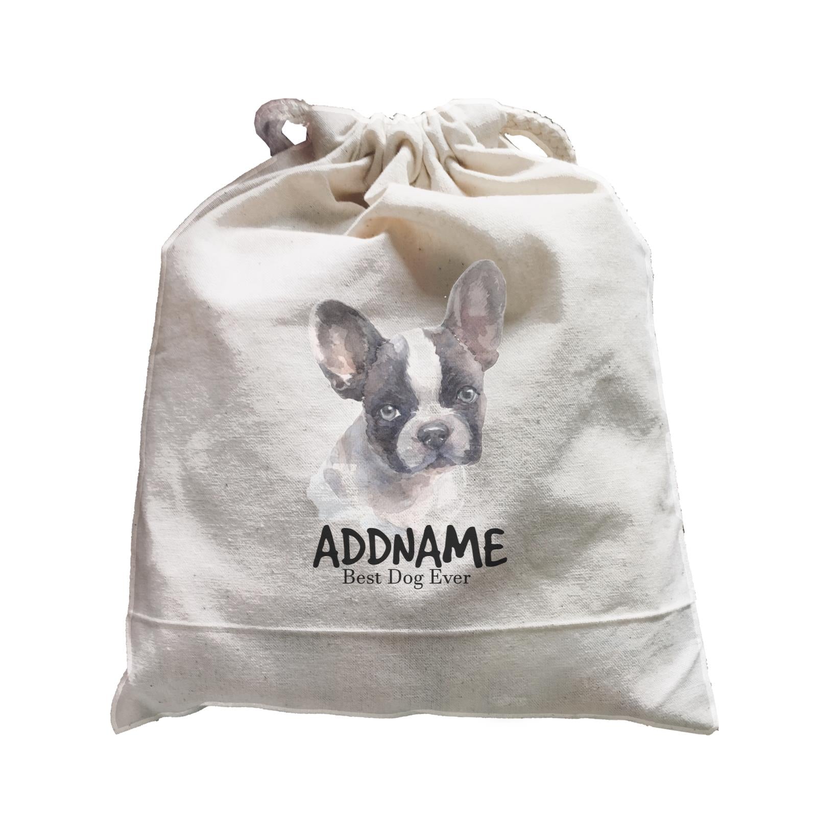 Watercolor Dog French Bulldog Frown Best Dog Ever Addname Satchel