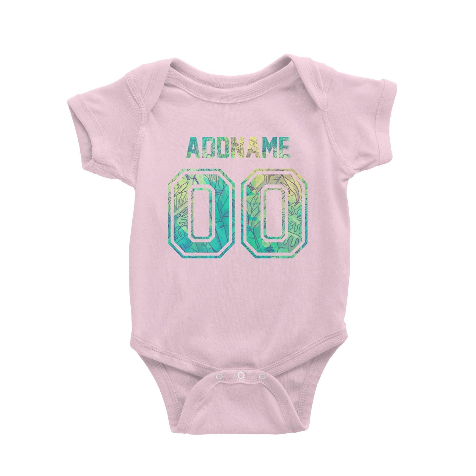 Jersey Banana Leaves Pattern With Name and Number Baby Romper