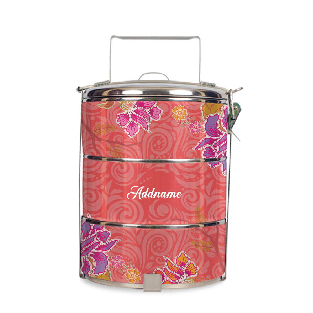 Modern Mahsuri Red - Three-Tier Tiffin Carrier