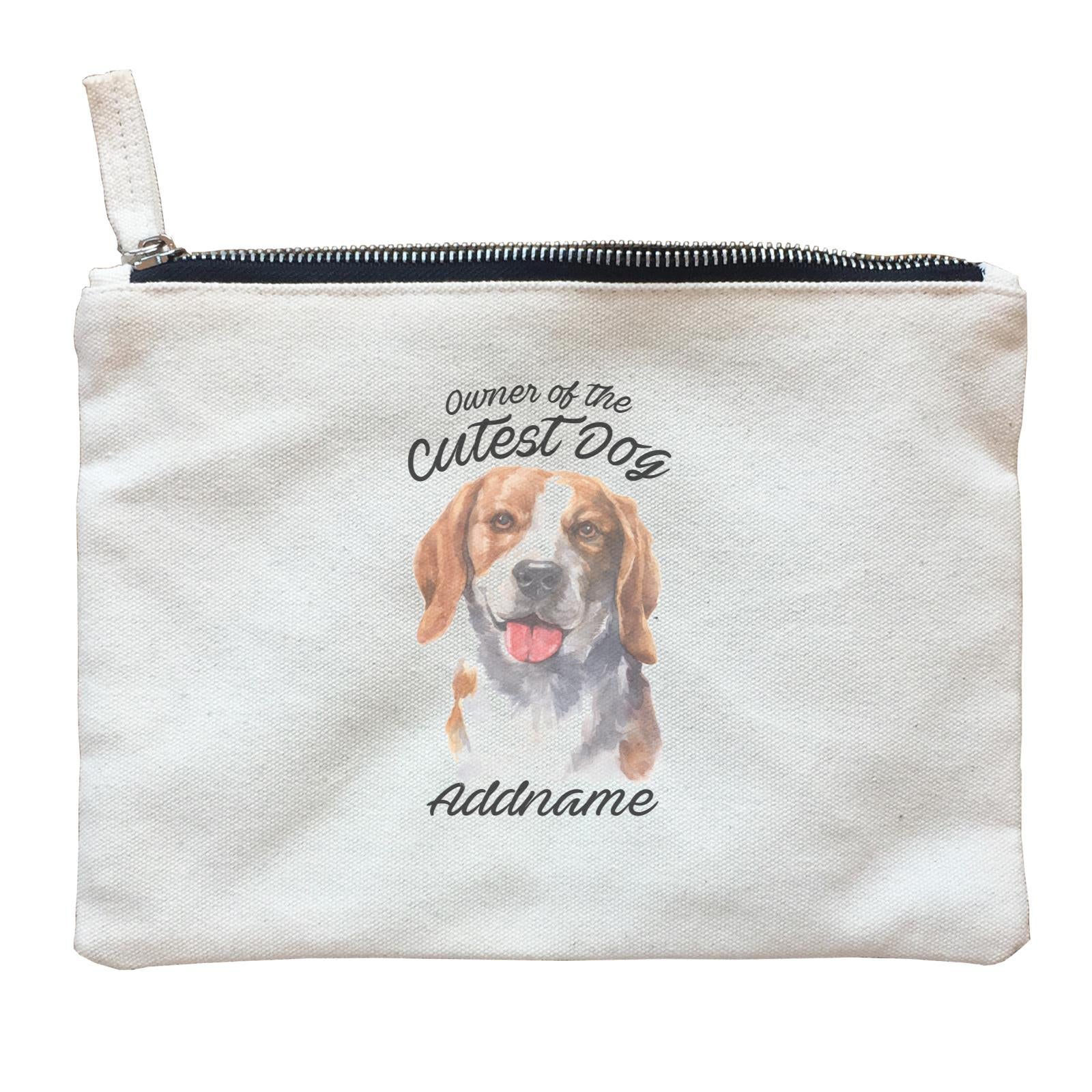 Watercolor Dog Owner Of The Cutest Dog Beagle Smile Addname Zipper Pouch