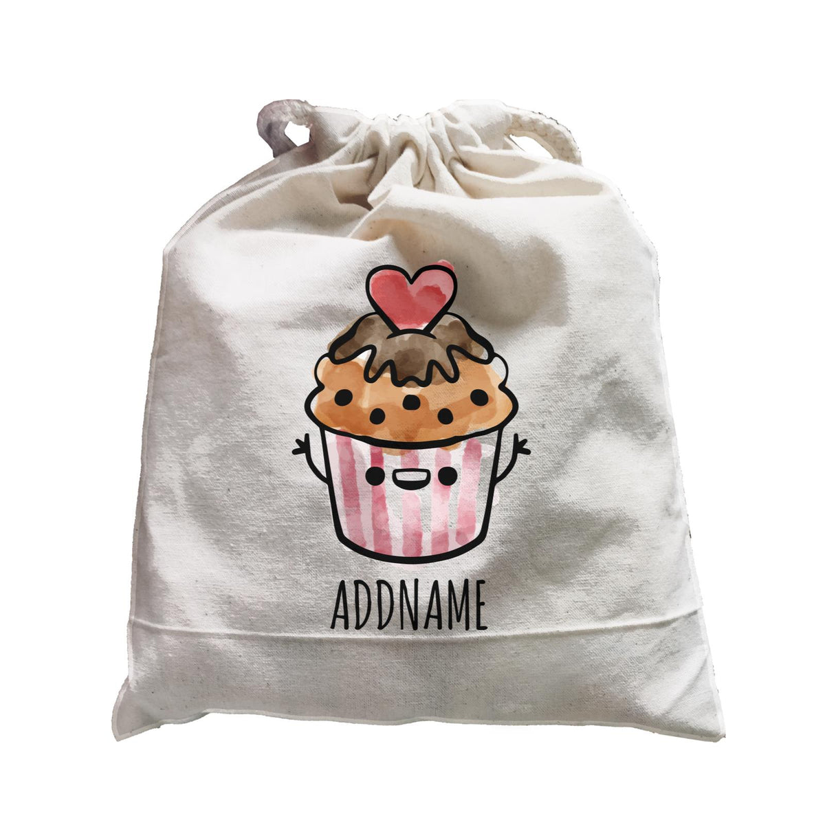 Watercolour Cartoon Cupcake White Satchel