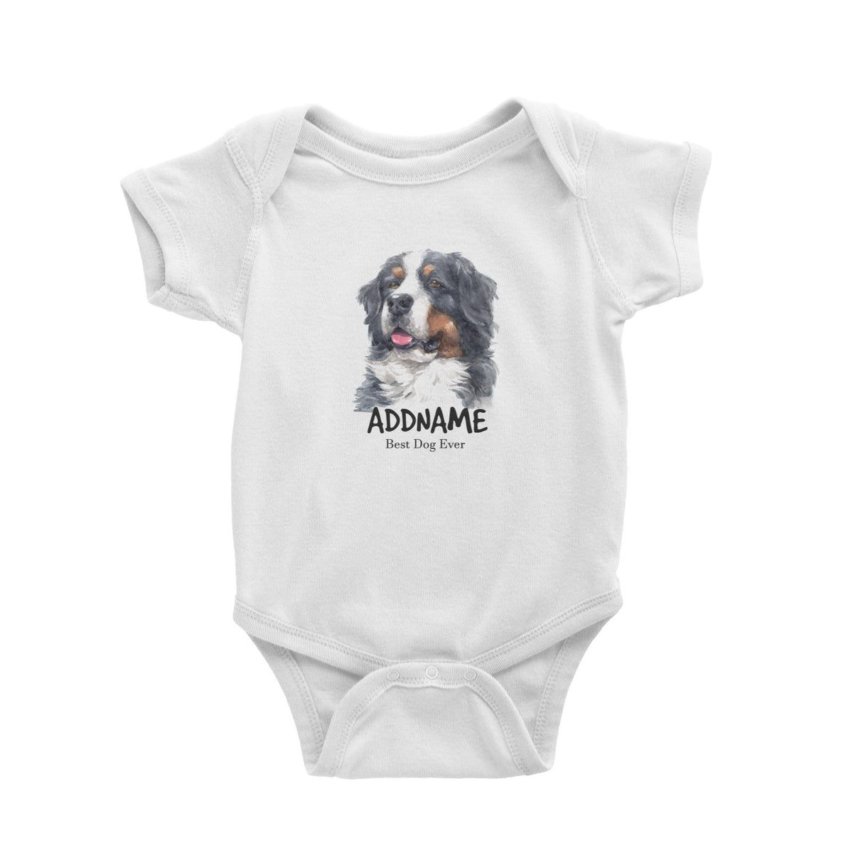 Watercolor Dog Bernese Mountain Best Dog Ever Addname Baby Romper