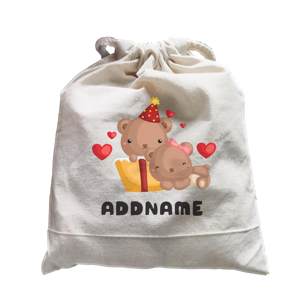 Birthday Friendly Animals Happy Two Bears Open Present Addname Satchel