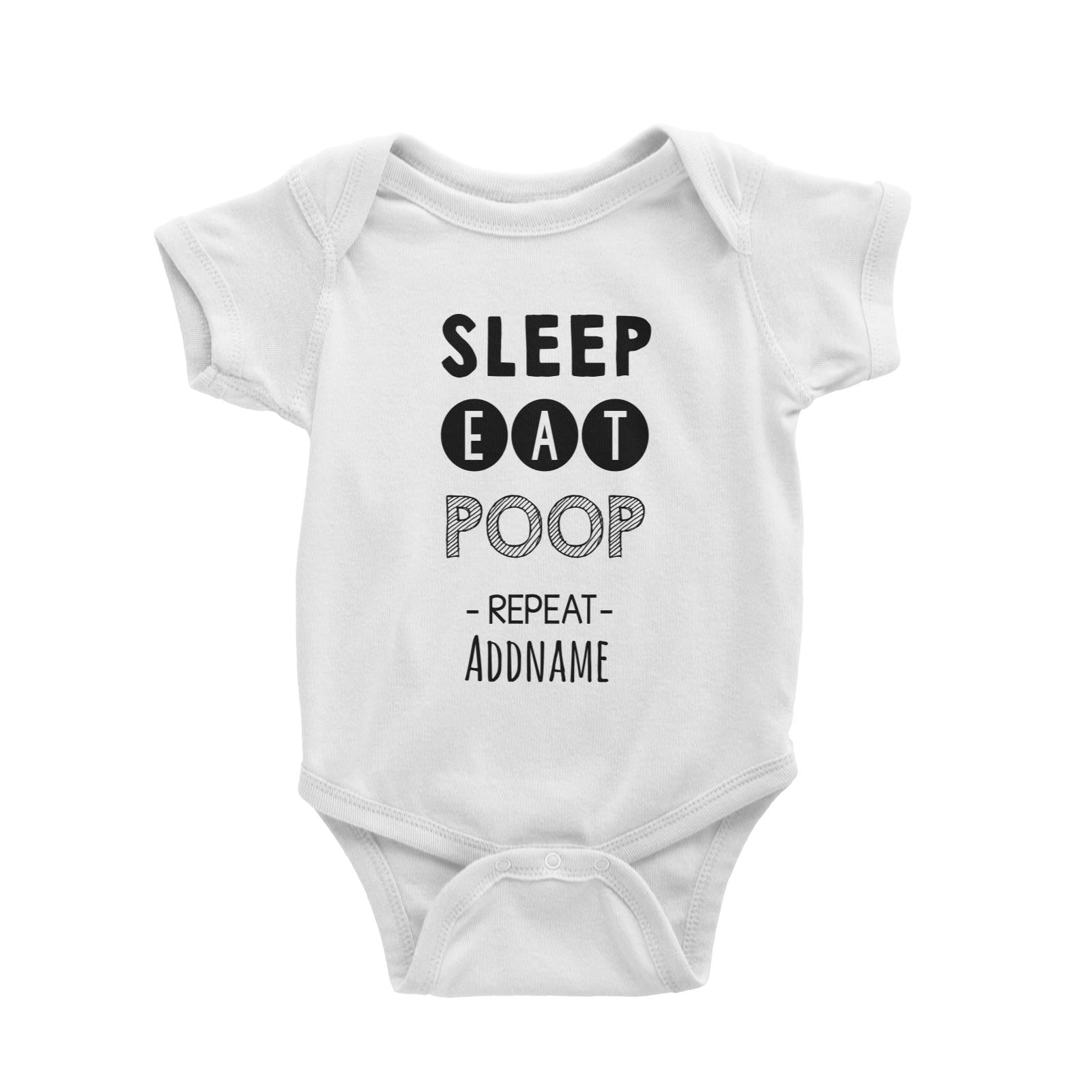 Sleep Eat Poop Repeat White Baby Romper