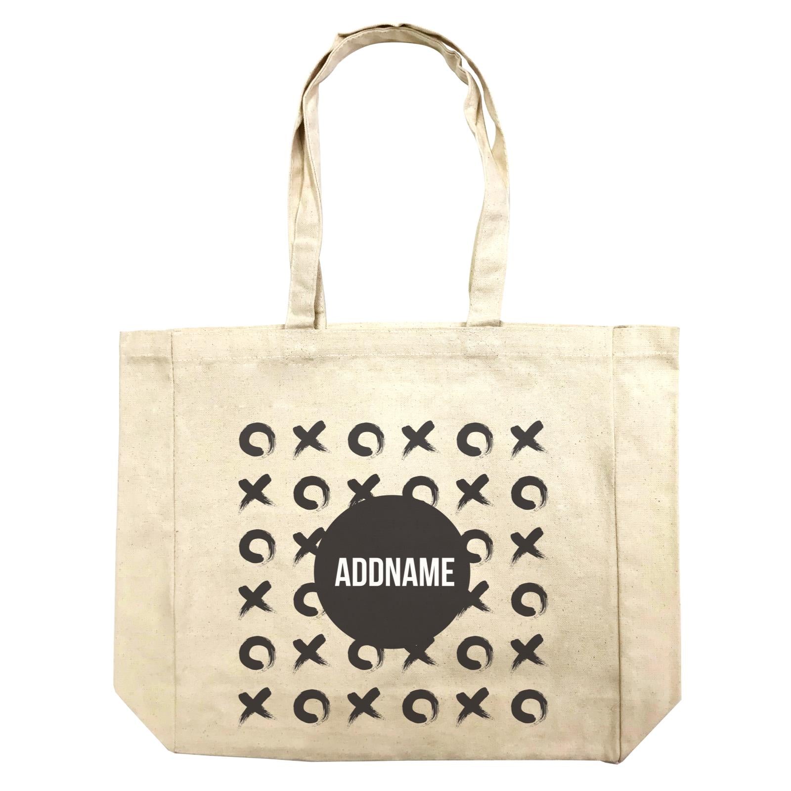 Monochrome Black Tic Tac Toe with Addname Shopping Bag