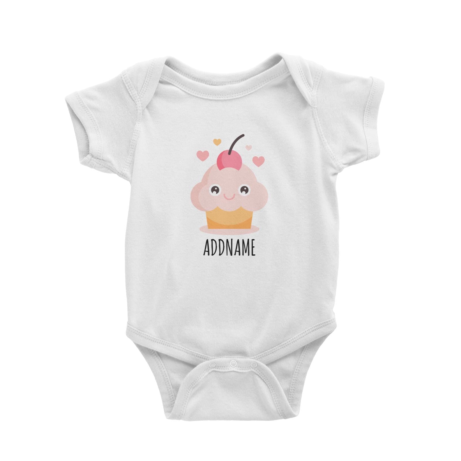 Pastel Cupcake Love White White Baby Romper