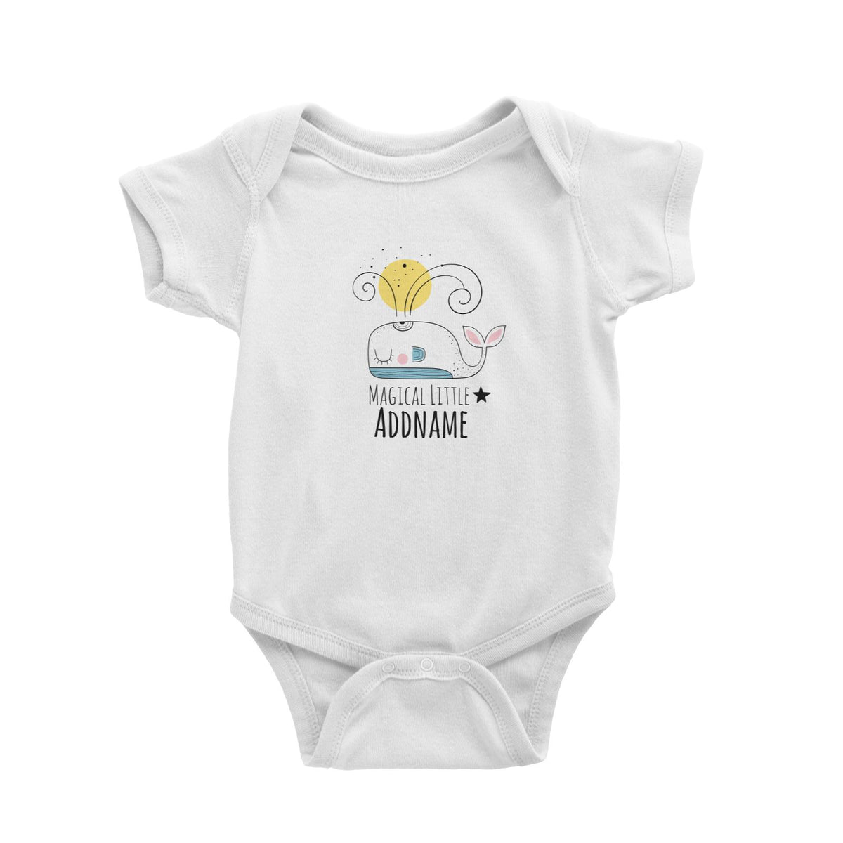 Drawn Ocean Elements Magical Little Whale Addname Baby Romper