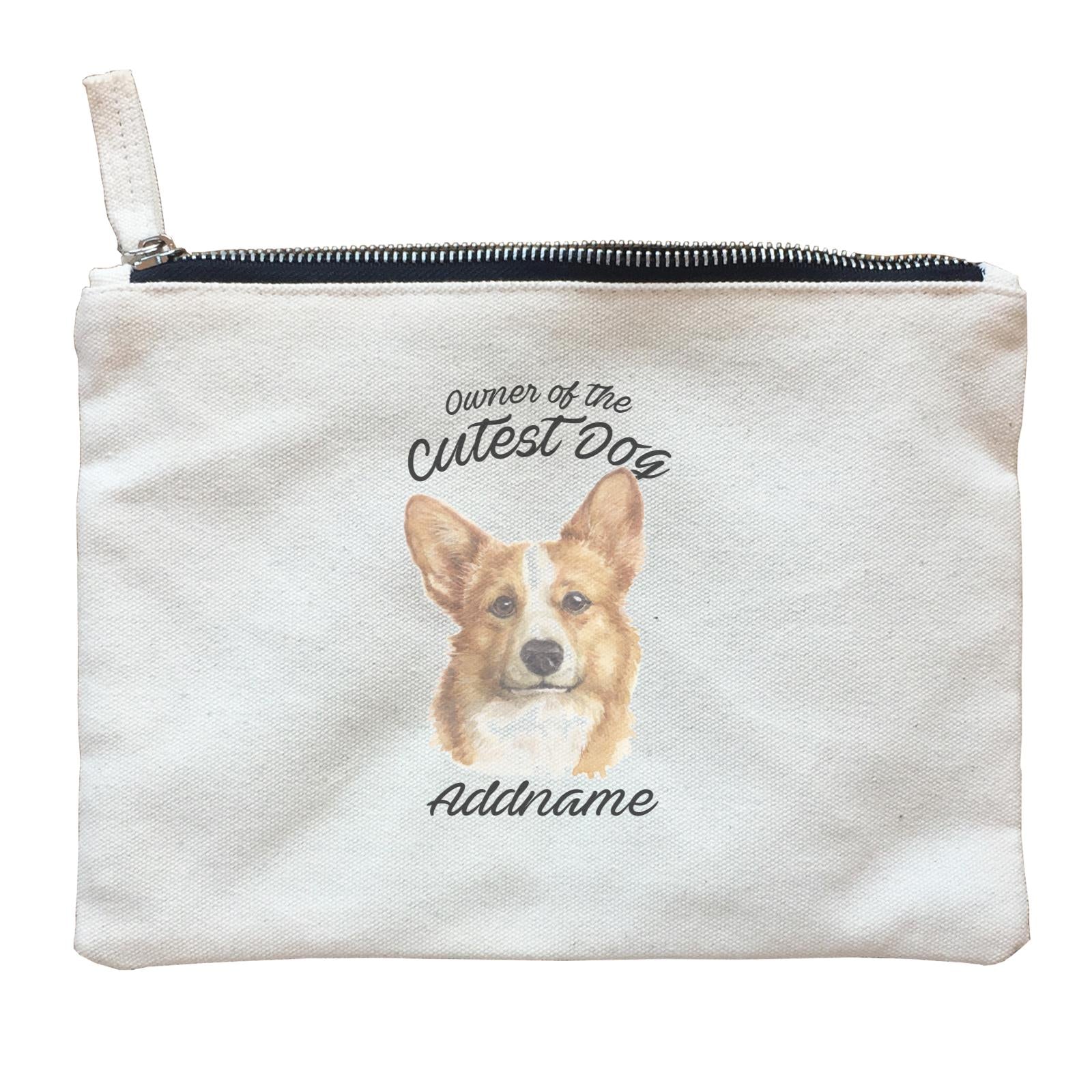 Watercolor Dog Owner Of The Cutest Dog Welsh Corgi Addname Zipper Pouch
