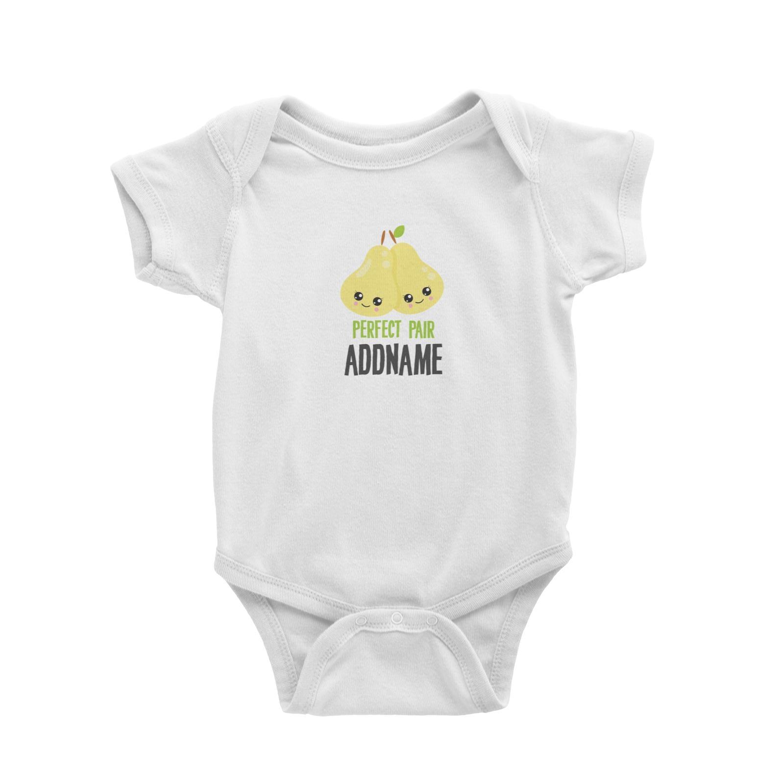 Love Food Puns Perfect Pair Addname White Baby Romper