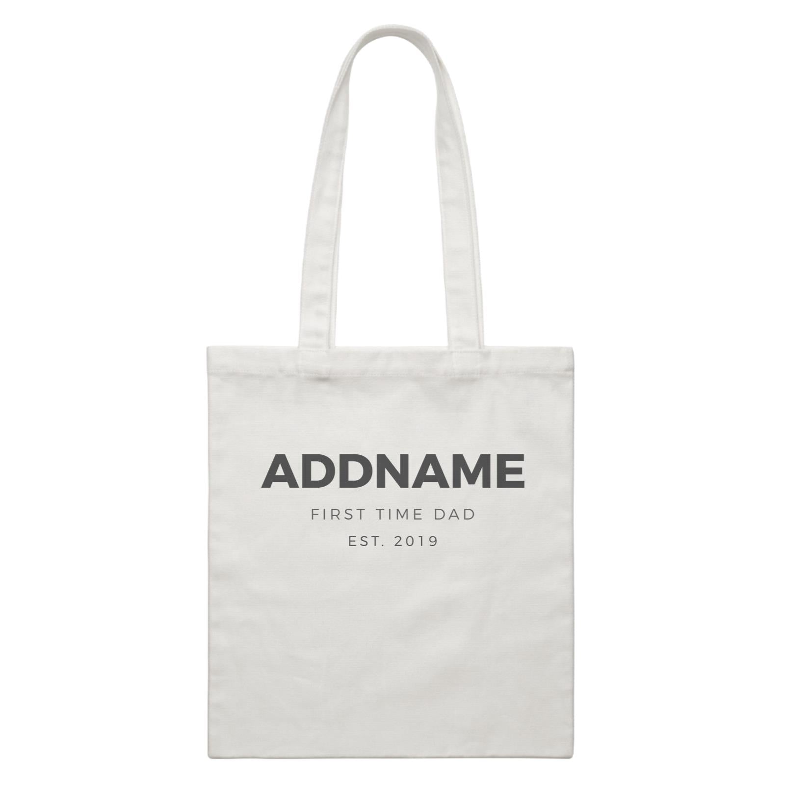 Addname First Time Dad With Date White Canvas Bag