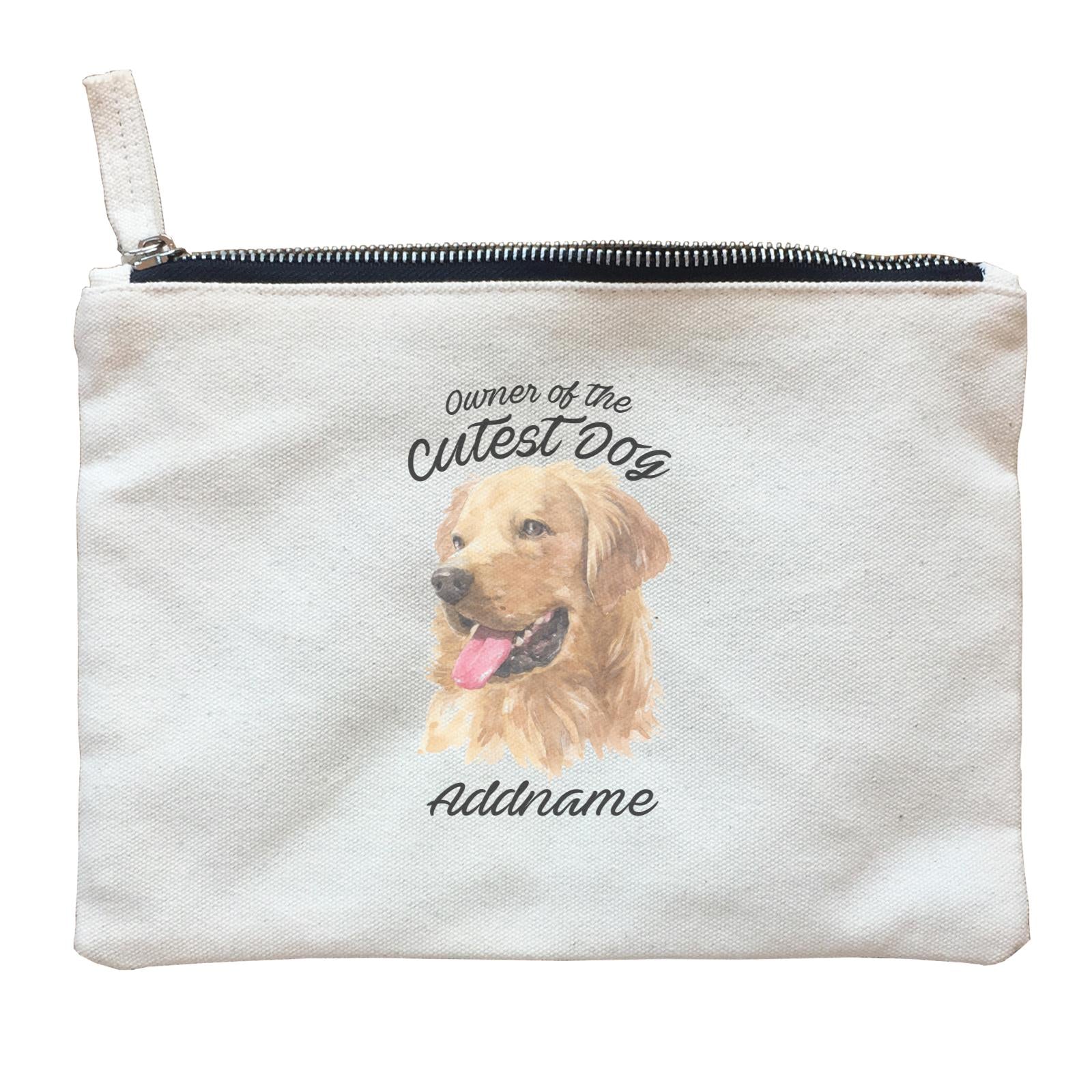 Watercolor Dog Owner Of The Cutest Dog Golden Retriever Left Addname Zipper Pouch
