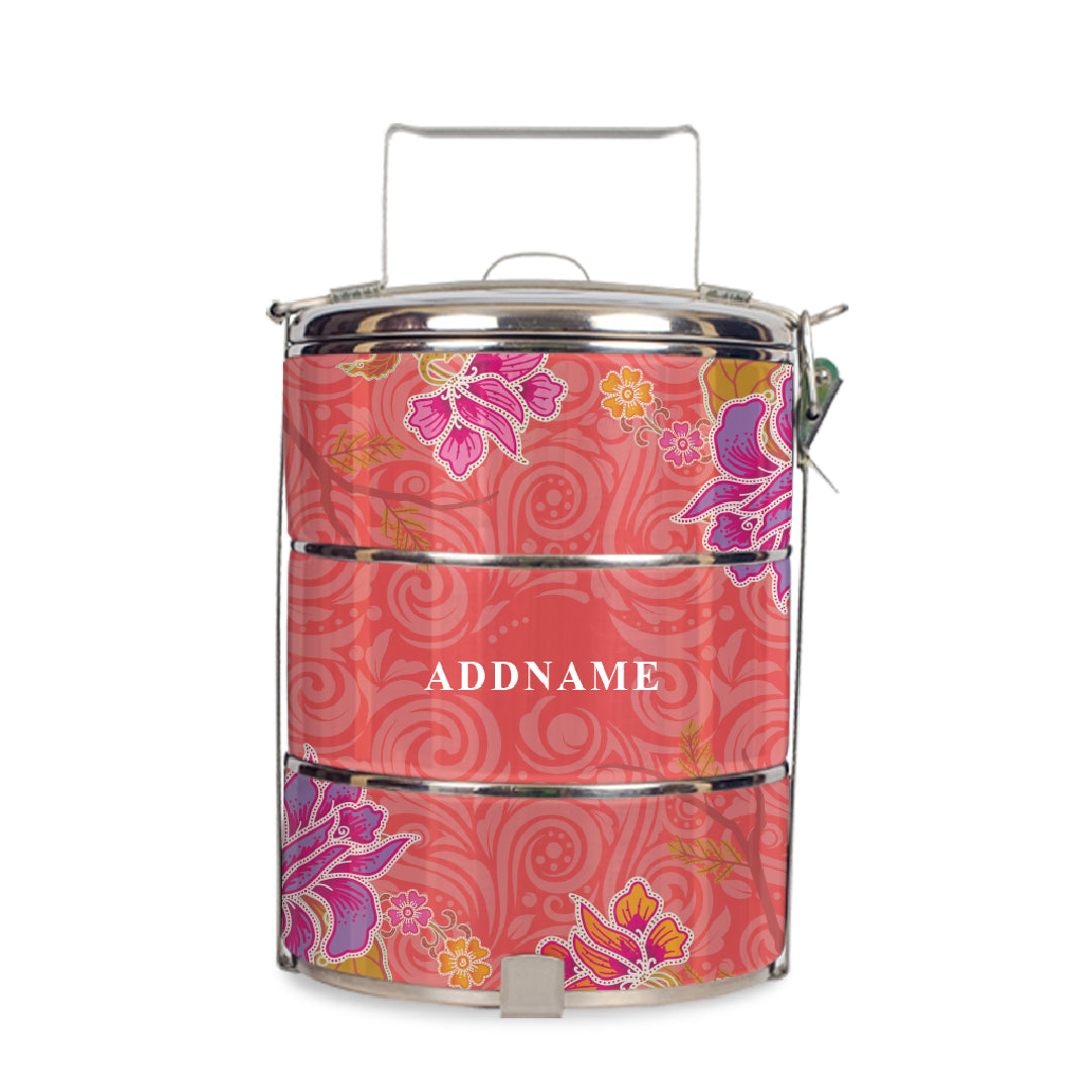 Modern Mahsuri Red - Three-Tier Tiffin Carrier