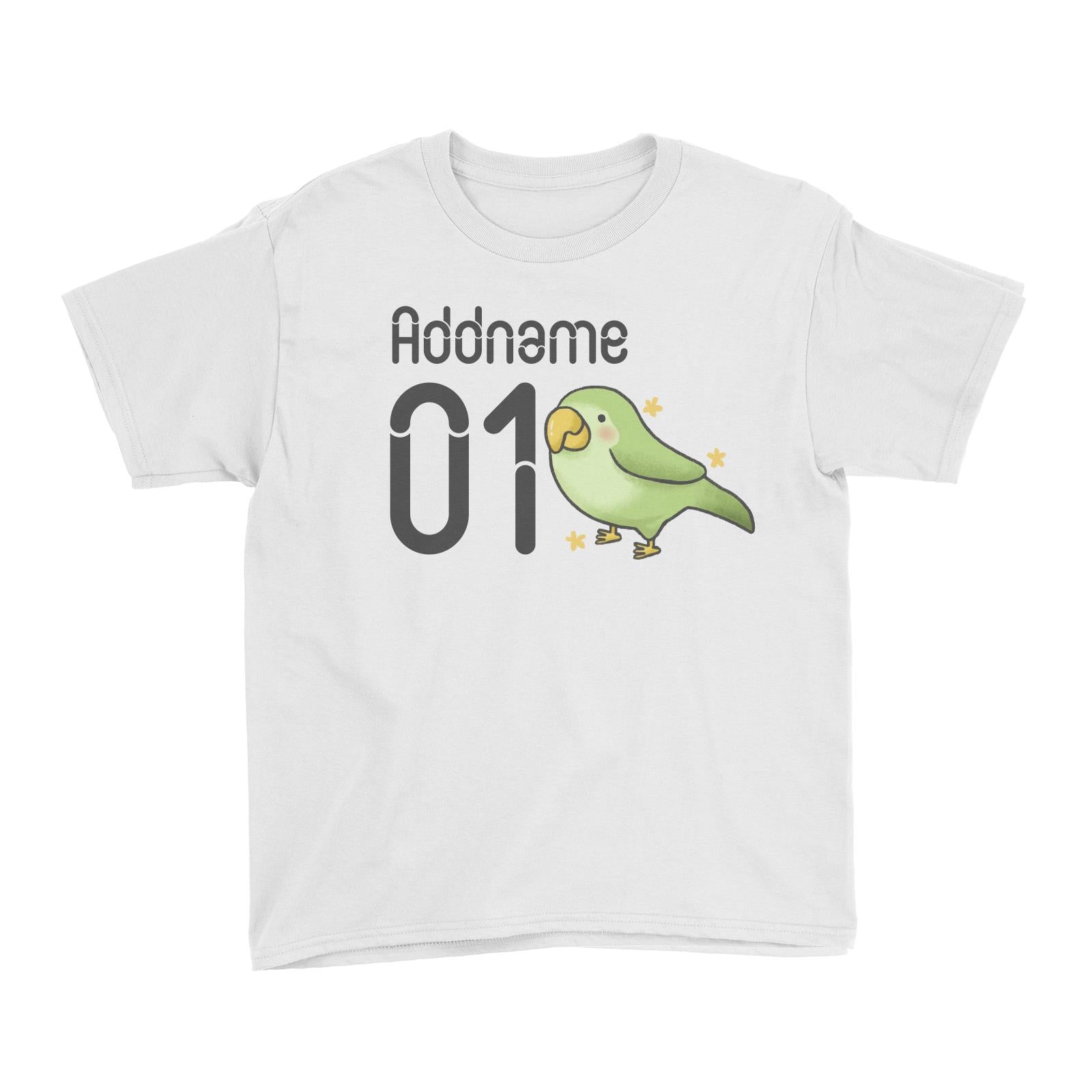 Name and Number Cute Hand Drawn Style Parrot Kid's T-Shirt (FLASH DEAL)