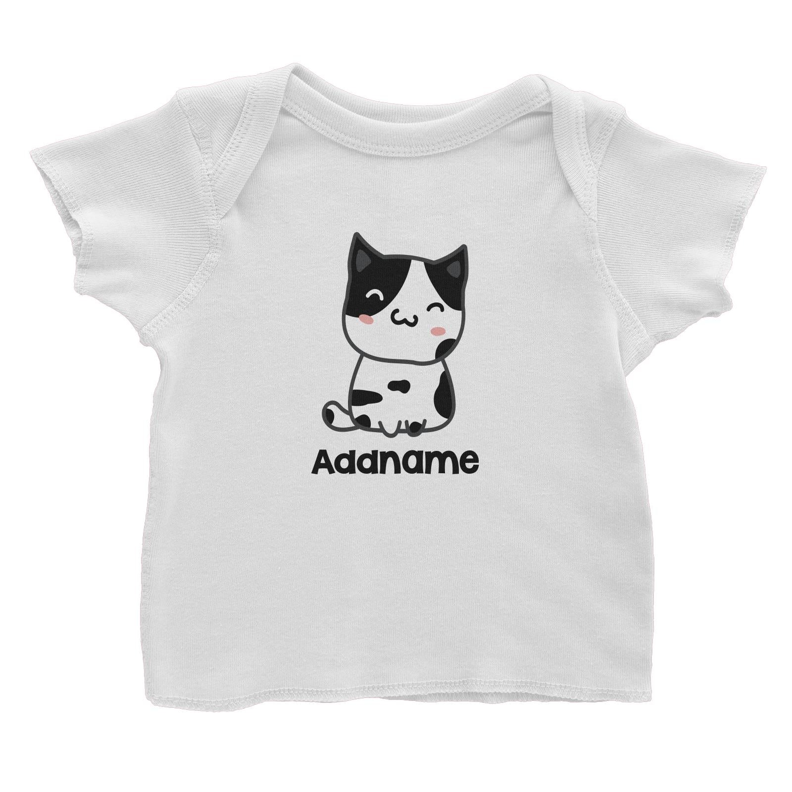 Drawn Adorable Cats Black & White Addname Baby T-Shirt