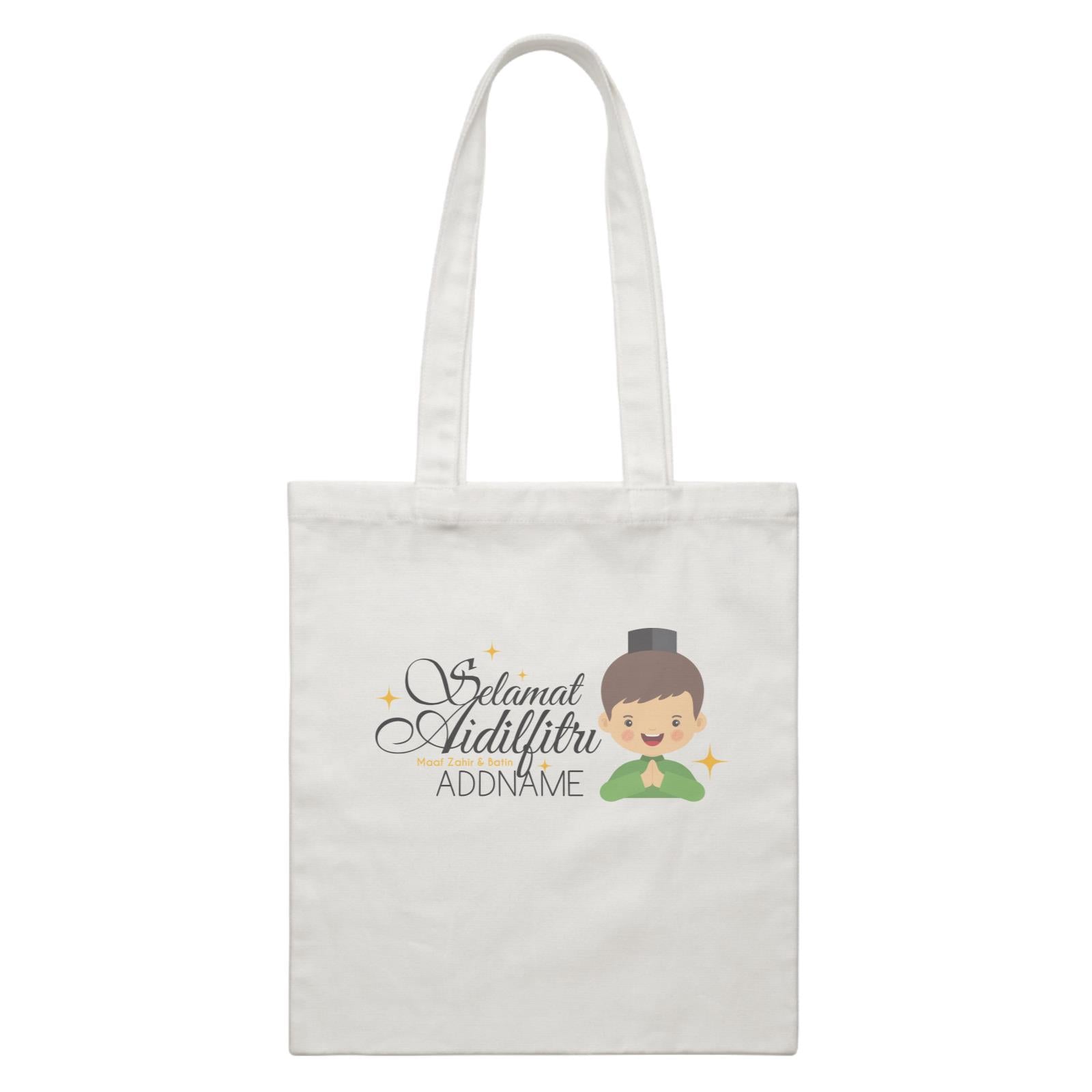 Selamat Aidilfitri Man White Canvas Bag