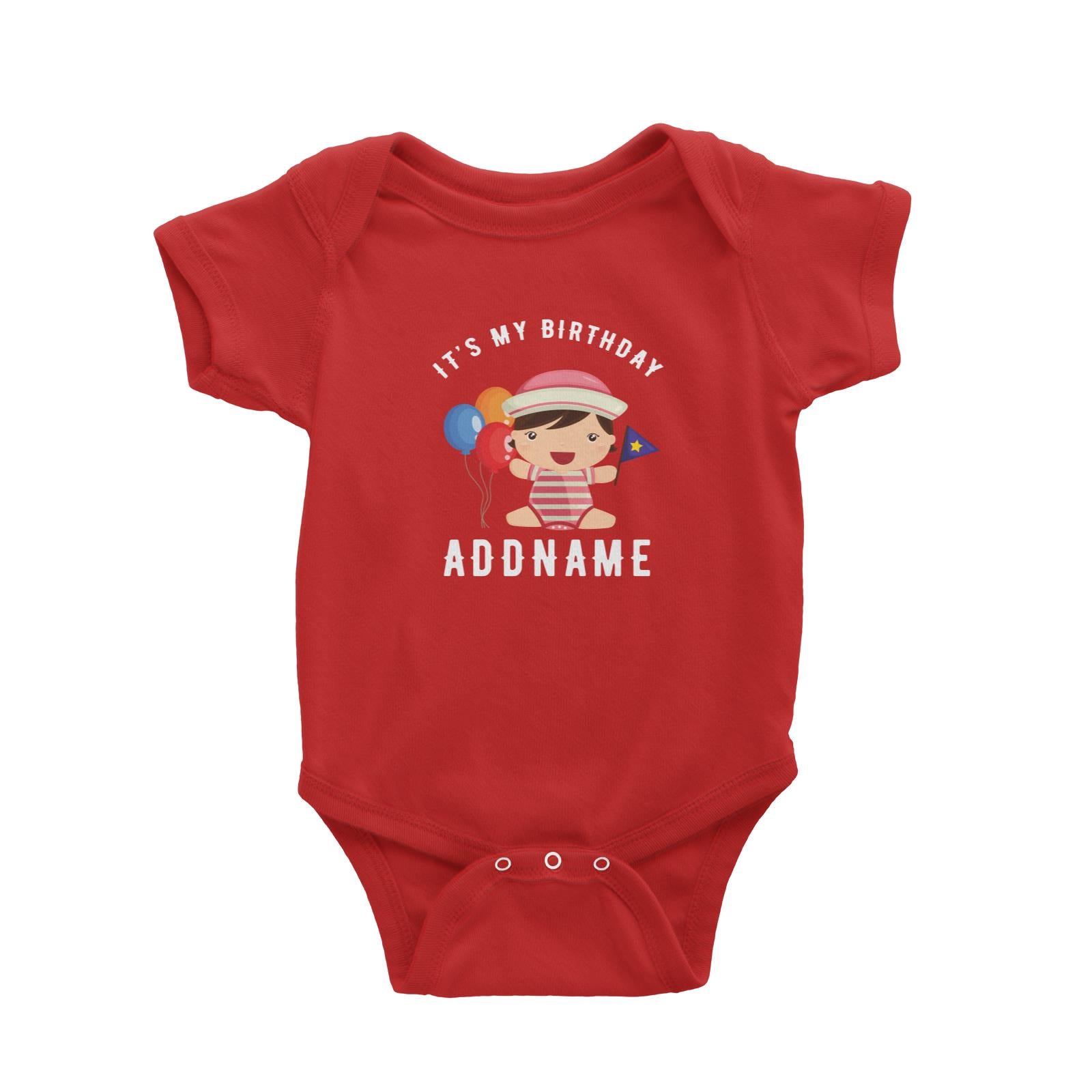 Birthday Sailor Baby Girl With Balloon It's My Birthday Addname Baby Romper