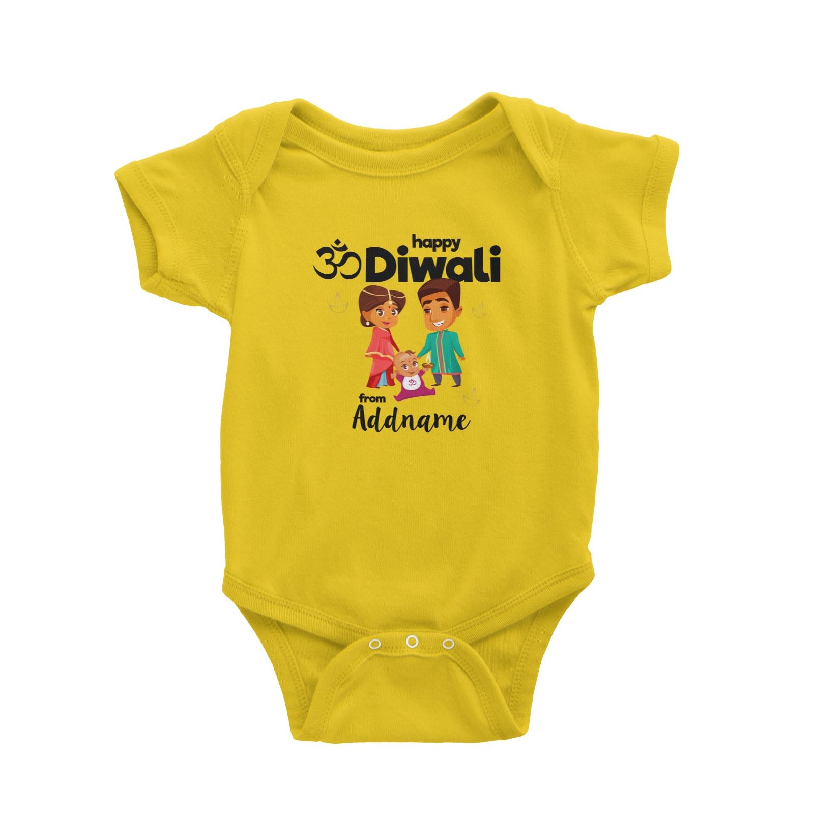 Cute Family Of Three OM Happy Diwali From Addname Baby Romper