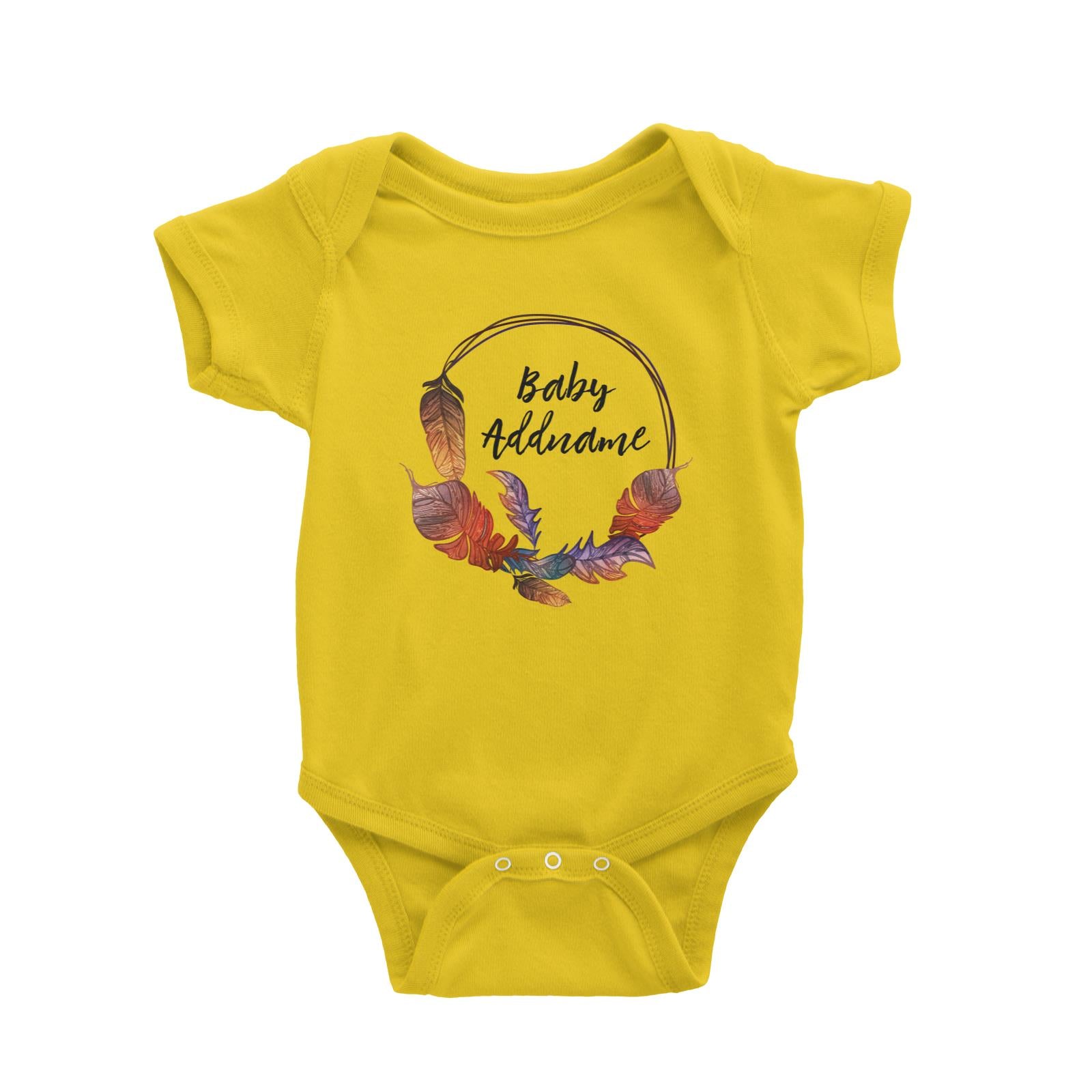 Colourful Feathers with Baby Personalizable Addname Baby Romper