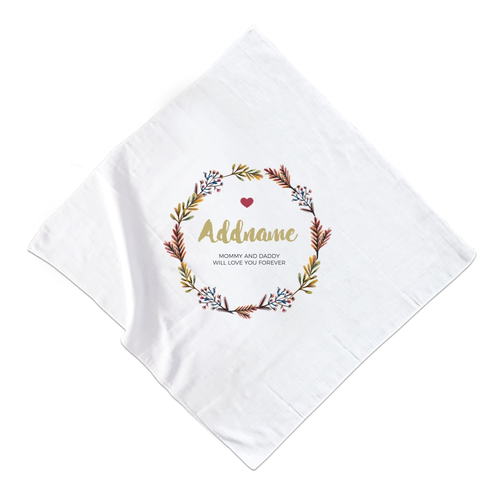 Autumn Colours Wreath Personalizable with Name and Text Muslin Square