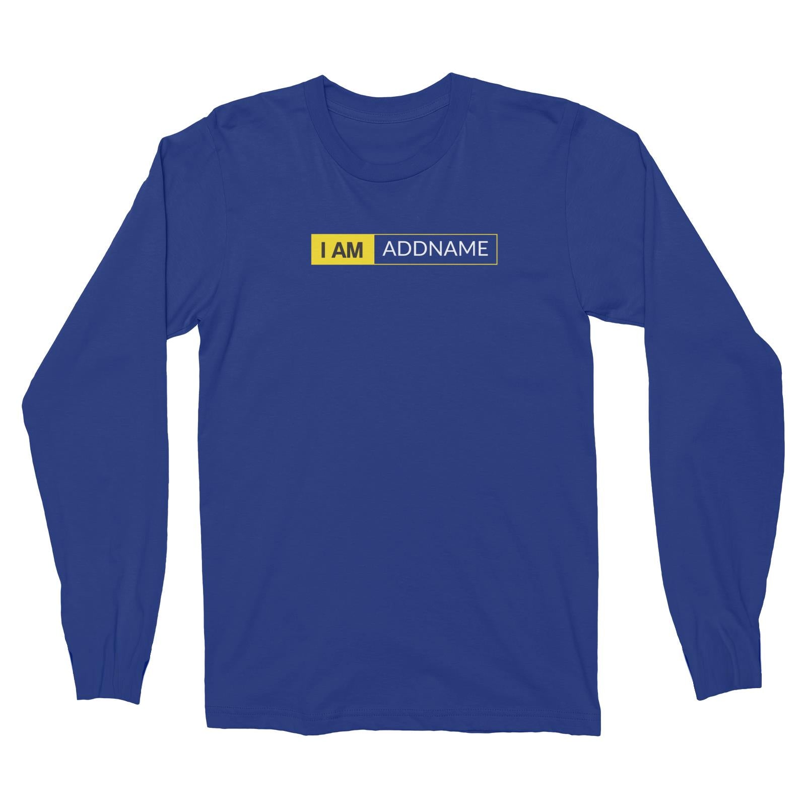 I AM Addname in Yellow Box Long Sleeve Unisex T-Shirt Basic Nikon Matching Family Personalizable Designs