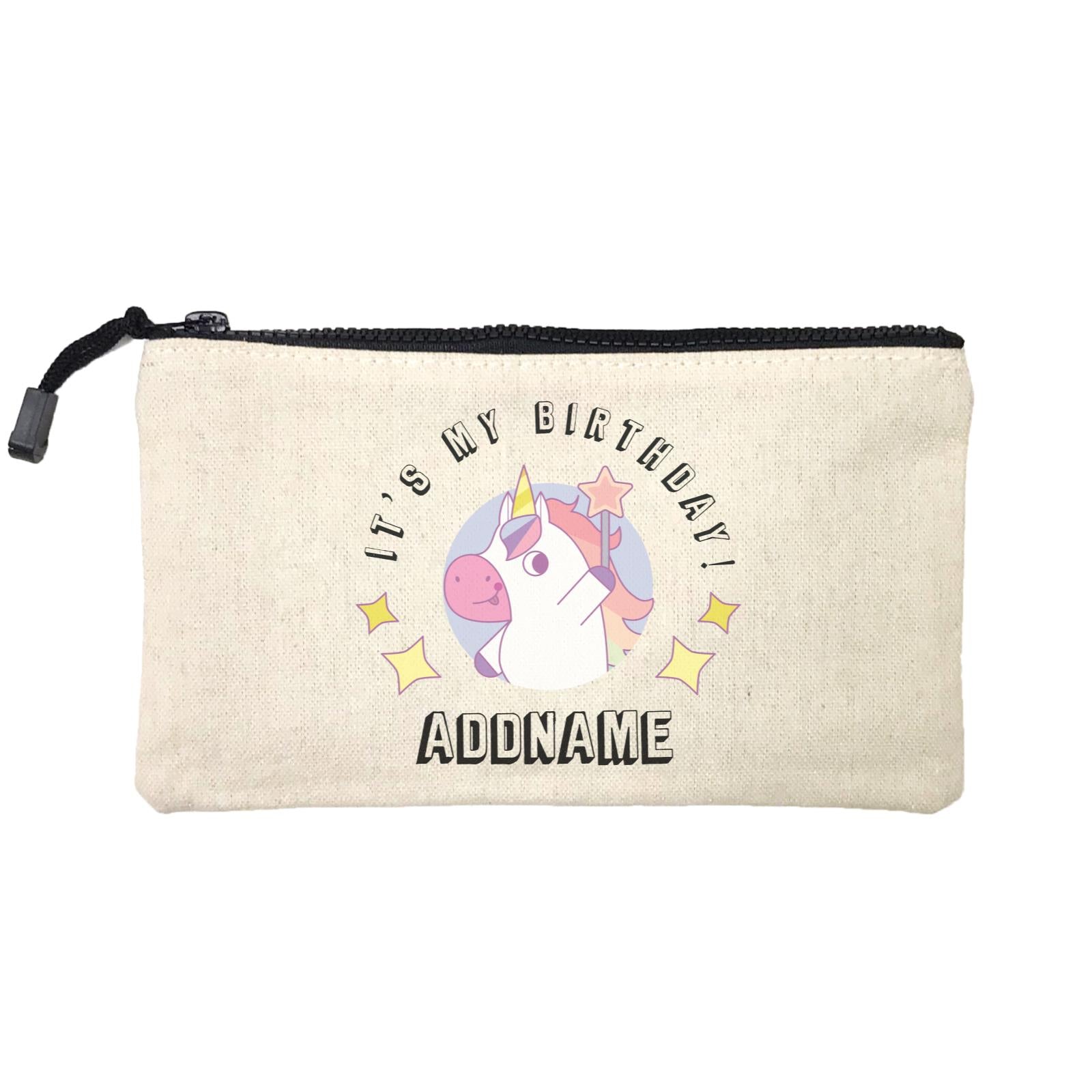 Birthday Unicorn Girl With Magic Wand It's My Birthday Addname Mini Accessories Stationery Pouch