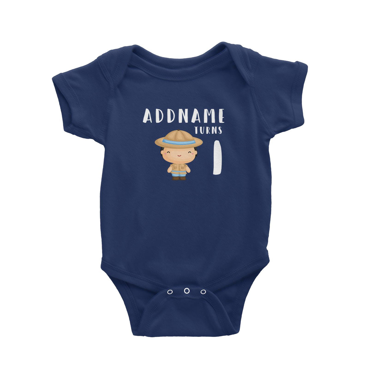 Birthday Safari Little Explorer Baby Boy Addname Turns 1 Baby Romper