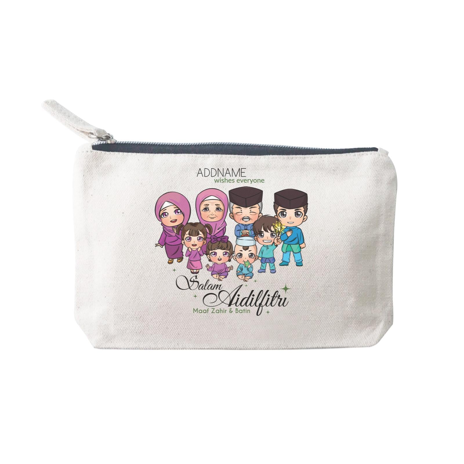 Raya Chibi Big Family Addname Wishes Everyone Salam Aidilfitri Maaf Zahir & Batin Mini Accessories Stationery Pouch 2