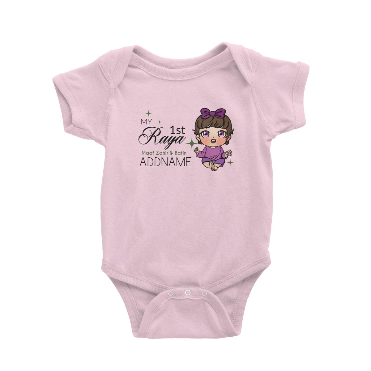 Raya Chibi Baby Baby Girl My 1st Raya Maaf Zahir &amp; Batin Addname Baby Rompers