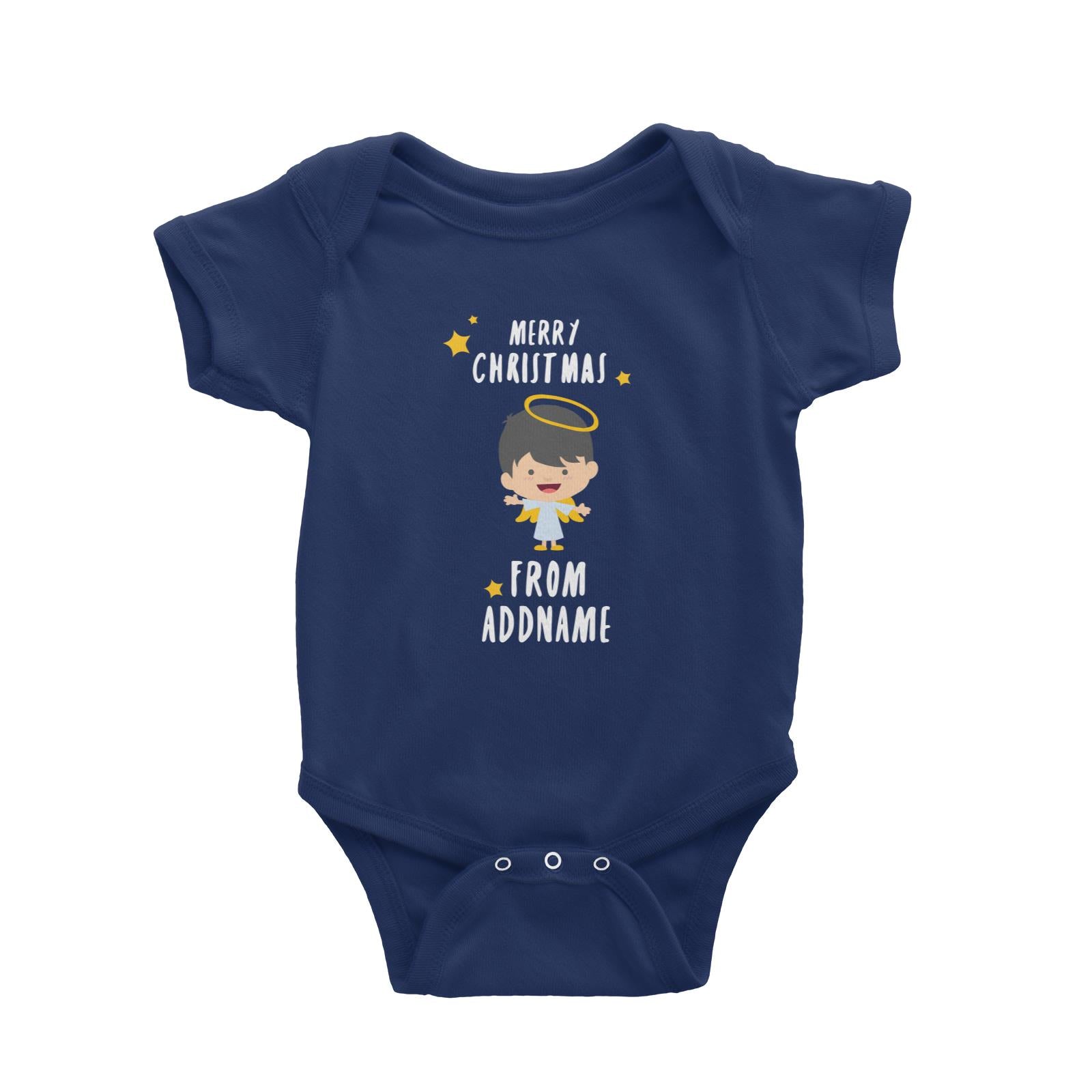 Cute Boy Angel Merry Christmas Addname Baby Romper  Personalizable Designs Matching Family