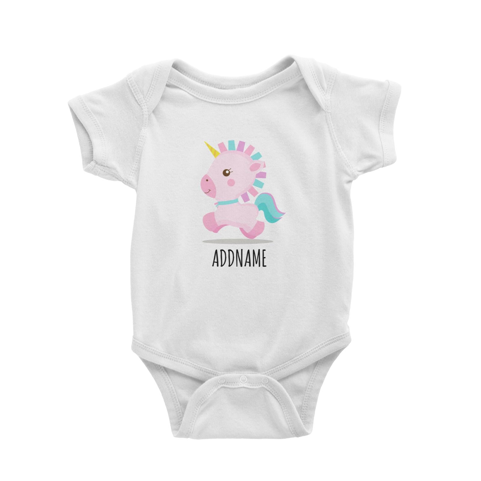 Pastel Pink Unicorn White White Baby Romper